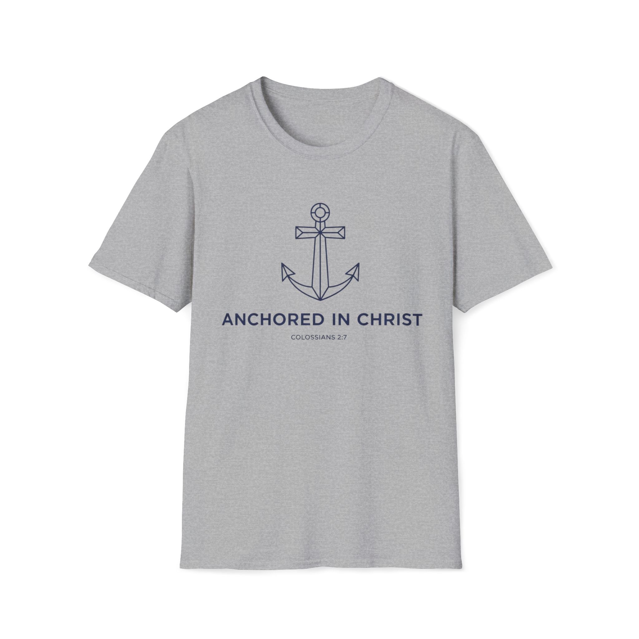 Anchored In Christ Blue Line Art T-Shirt