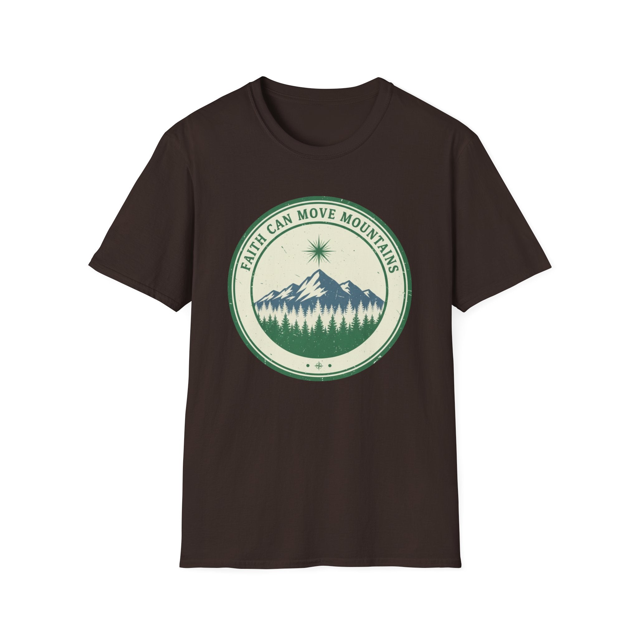 Faith Can Move Mountains Circular Badge Design - T-Shirt