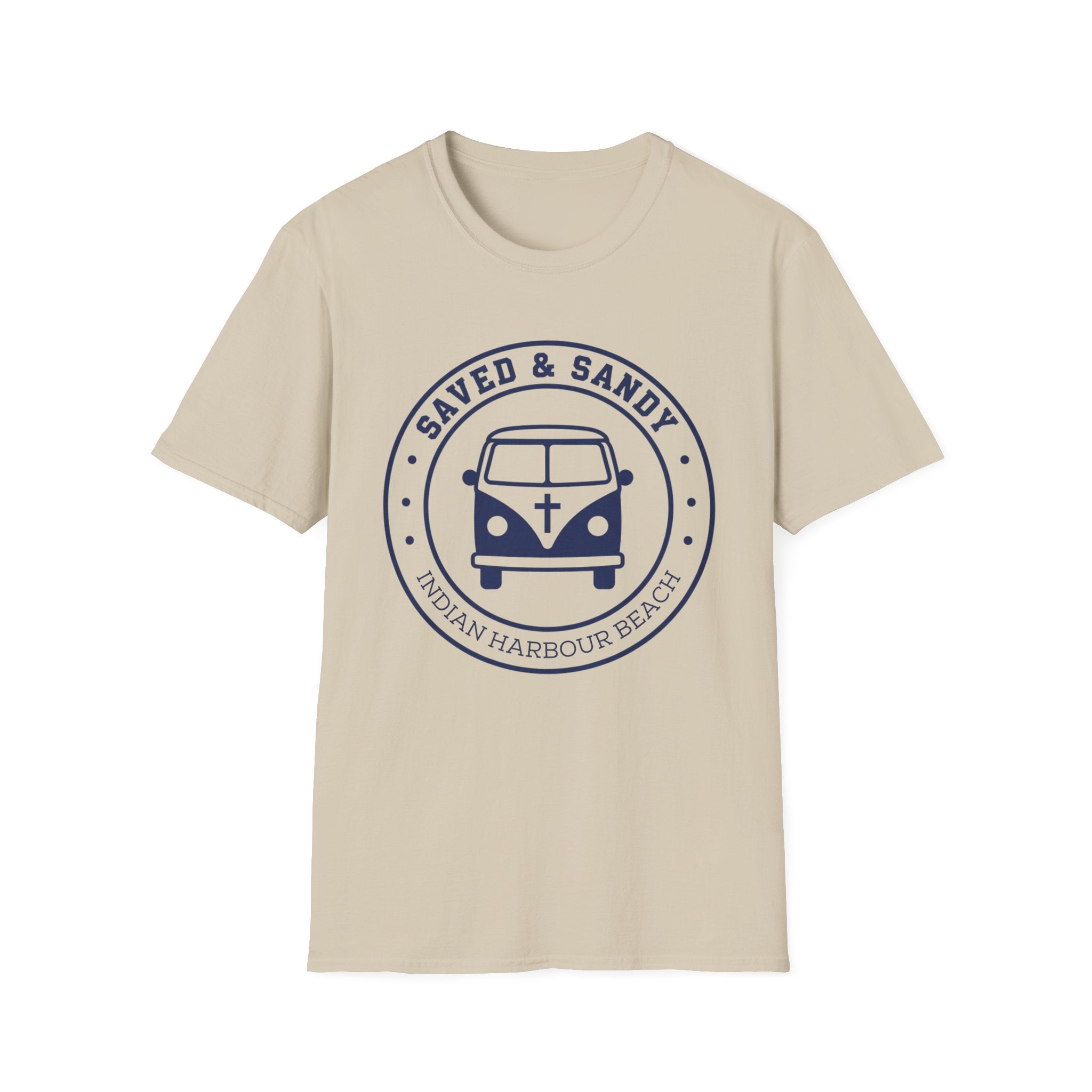Saved & Sandy Indian Harbour Beach Van Design - T-Shirt