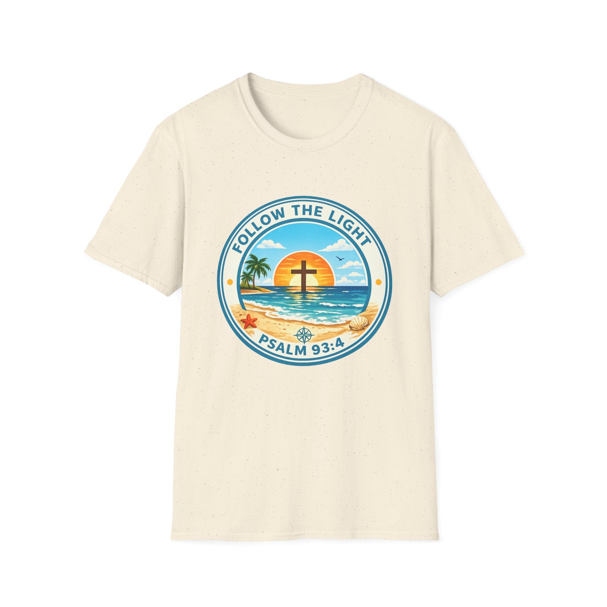 Follow the Light Psalm 93:4 Faith Beach Scene - T-Shirt