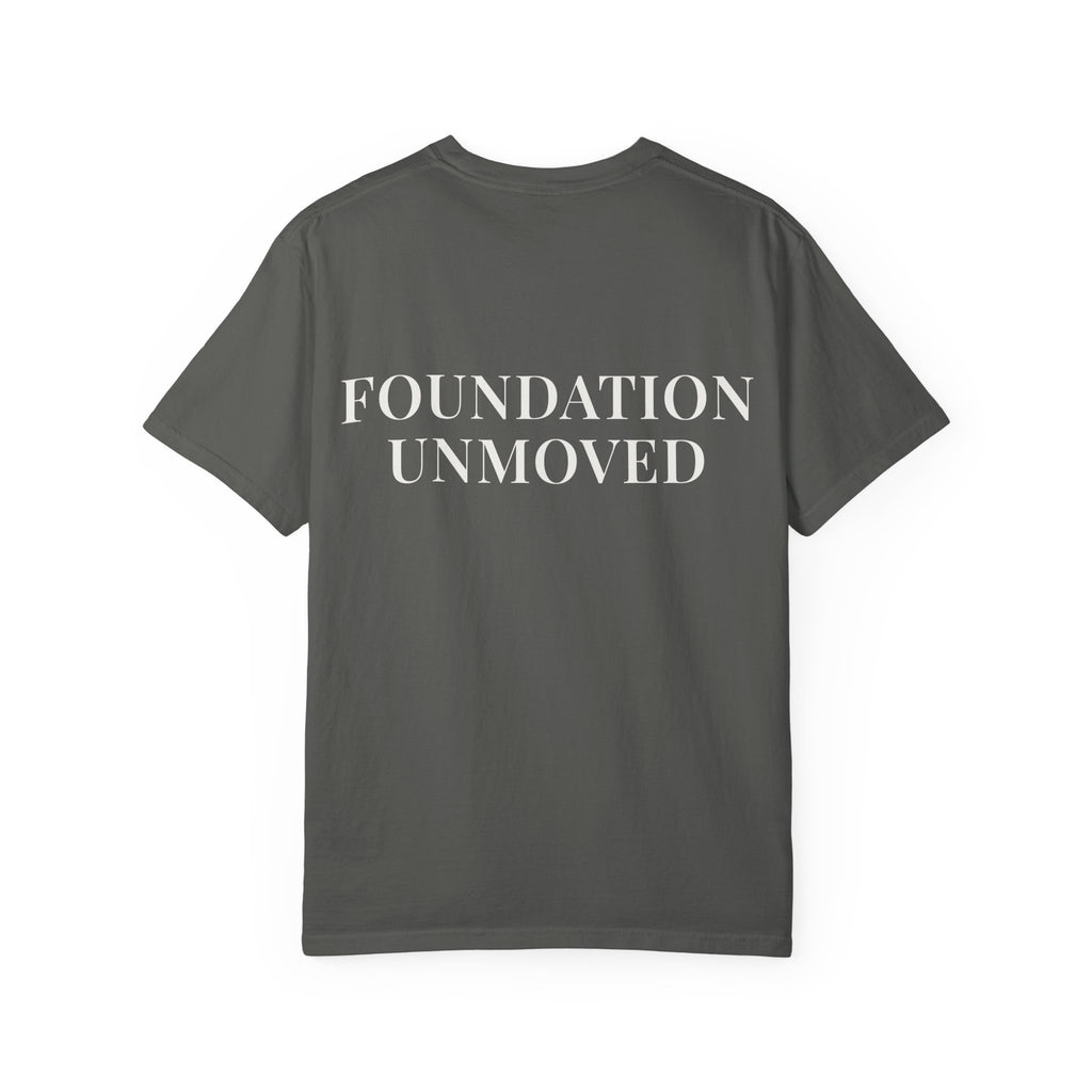 FOUNDATION UNMOVED — Back Print Christian T-Shirt