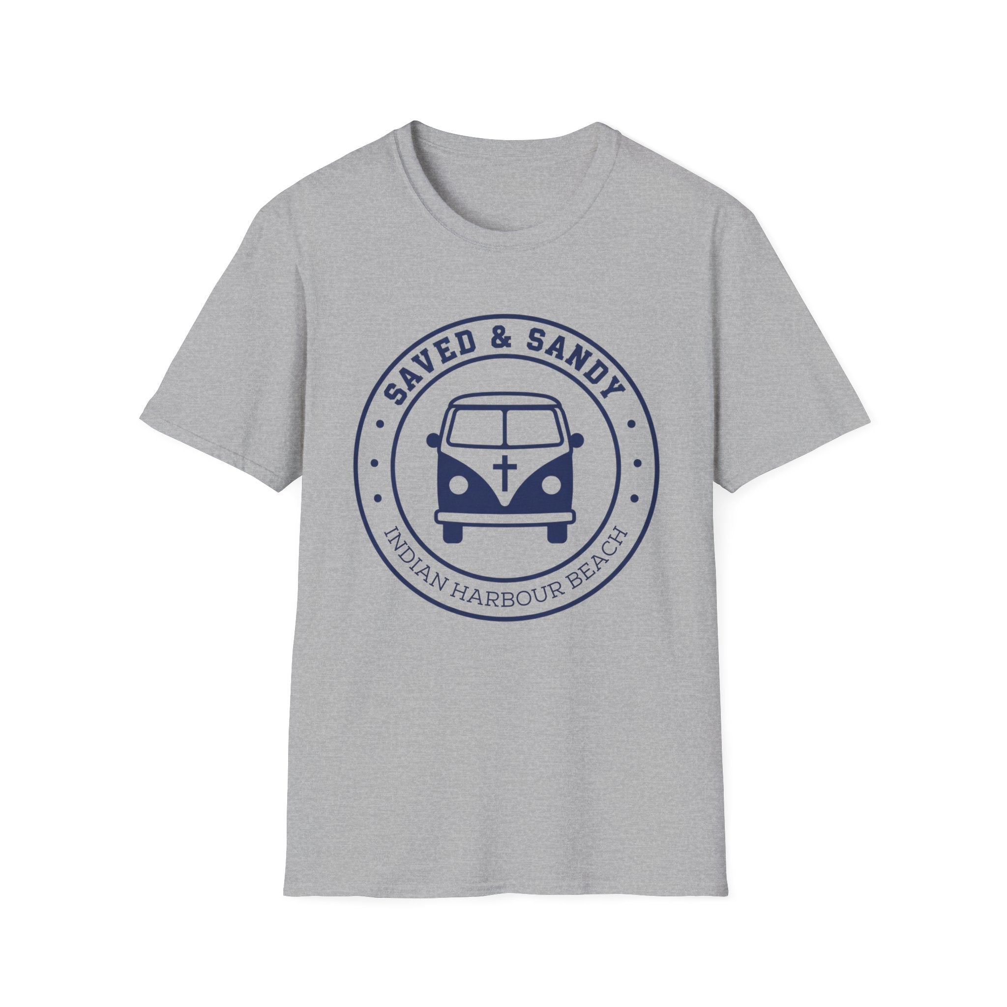 Saved & Sandy Indian Harbour Beach Van Design - T-Shirt