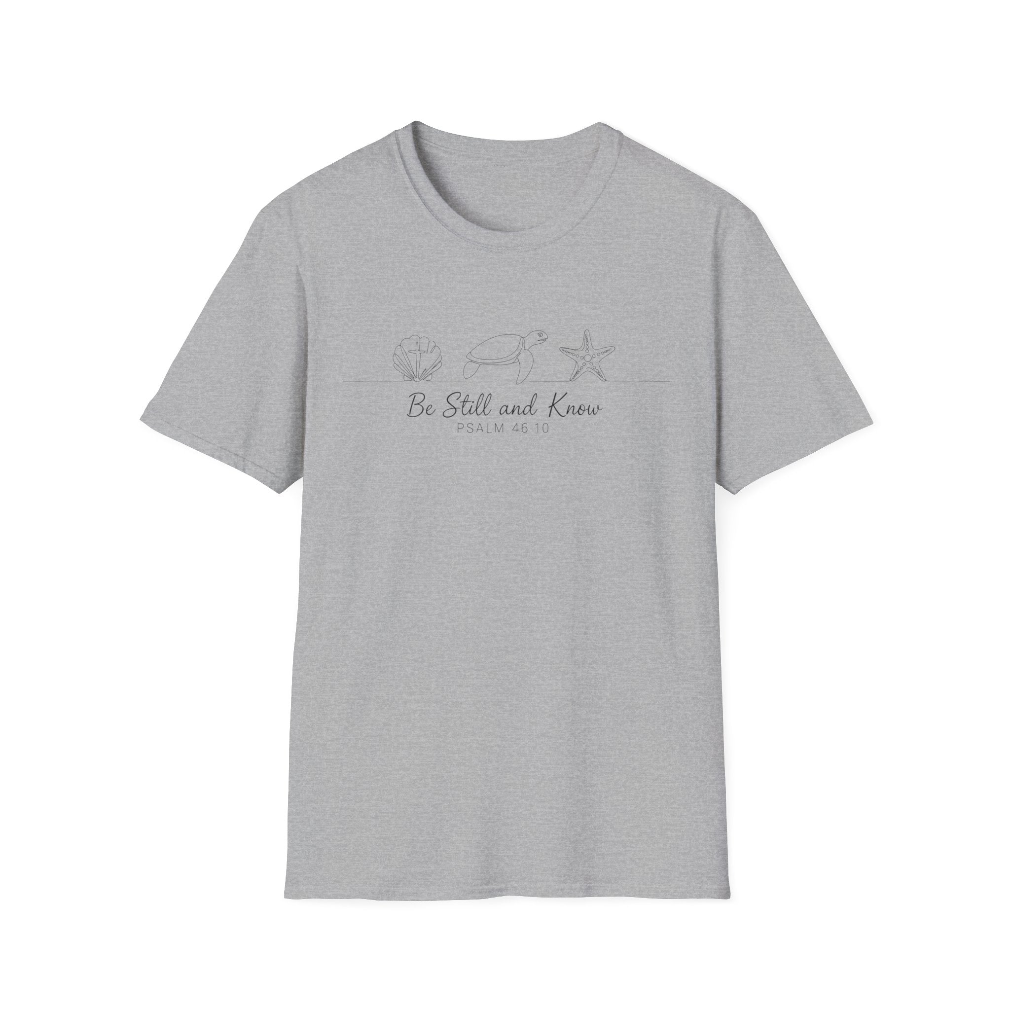 Be Still and Know Line Art Turtles Shell Starfish - T-Shirt