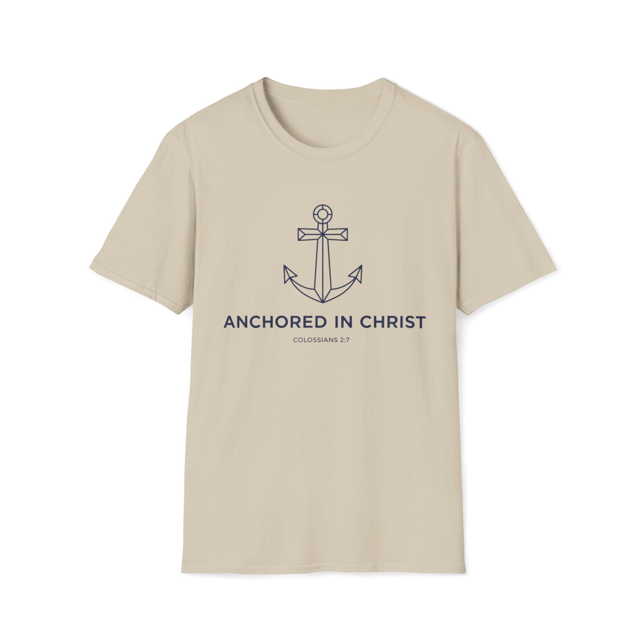 Anchored In Christ Blue Line Art T-Shirt