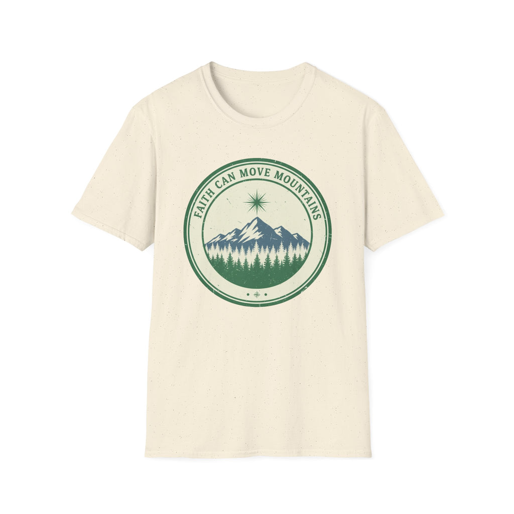 Faith Can Move Mountains Circular Badge Design - T-Shirt