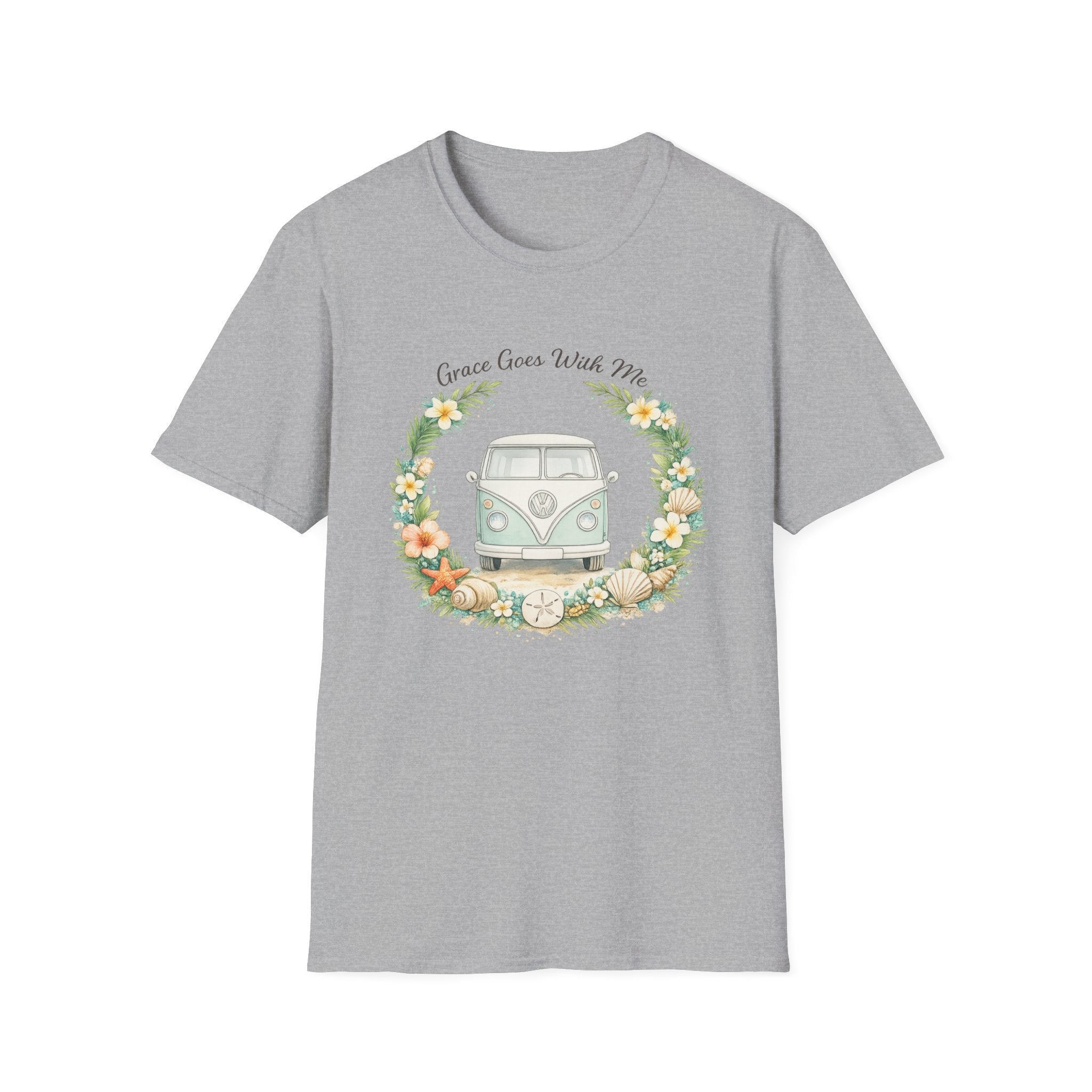 Grace Goes With Me Van Beach Wreath Design - T-Shirt