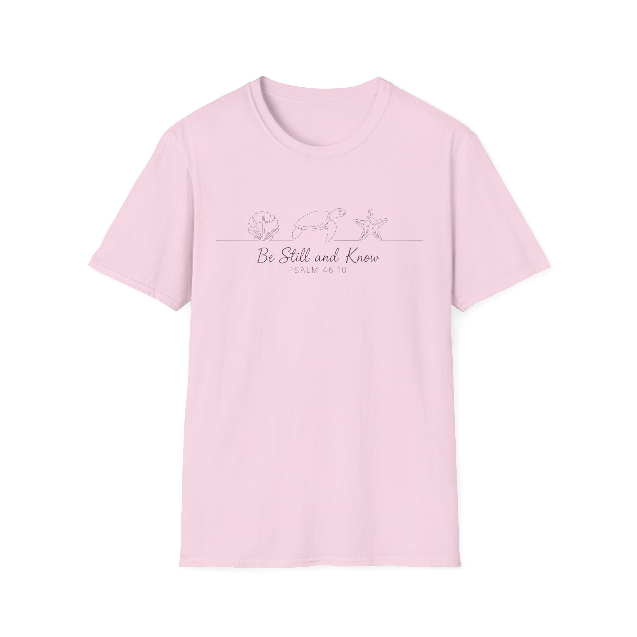 Be Still and Know Line Art Turtles Shell Starfish - T-Shirt