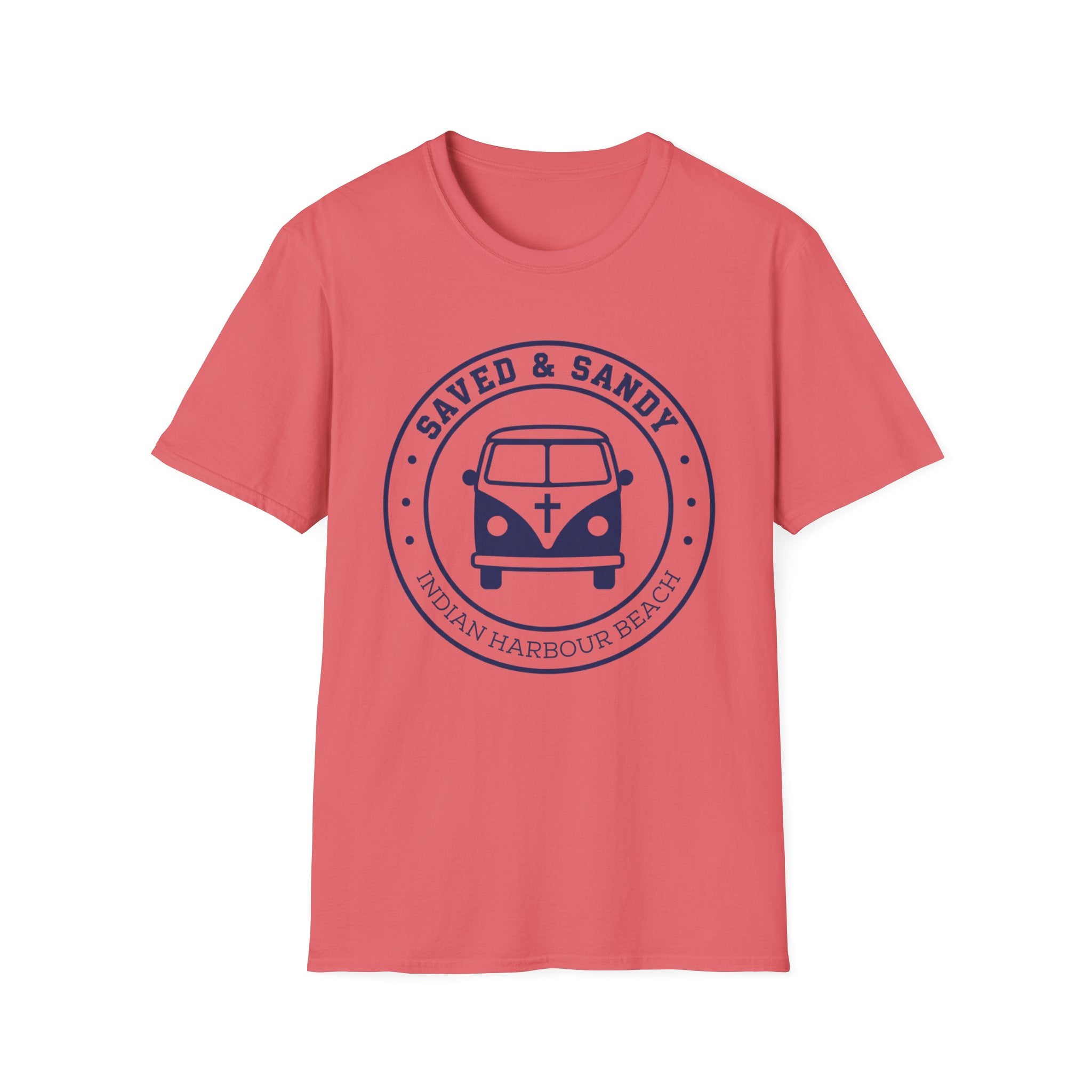 Saved & Sandy Indian Harbour Beach Van Design - T-Shirt