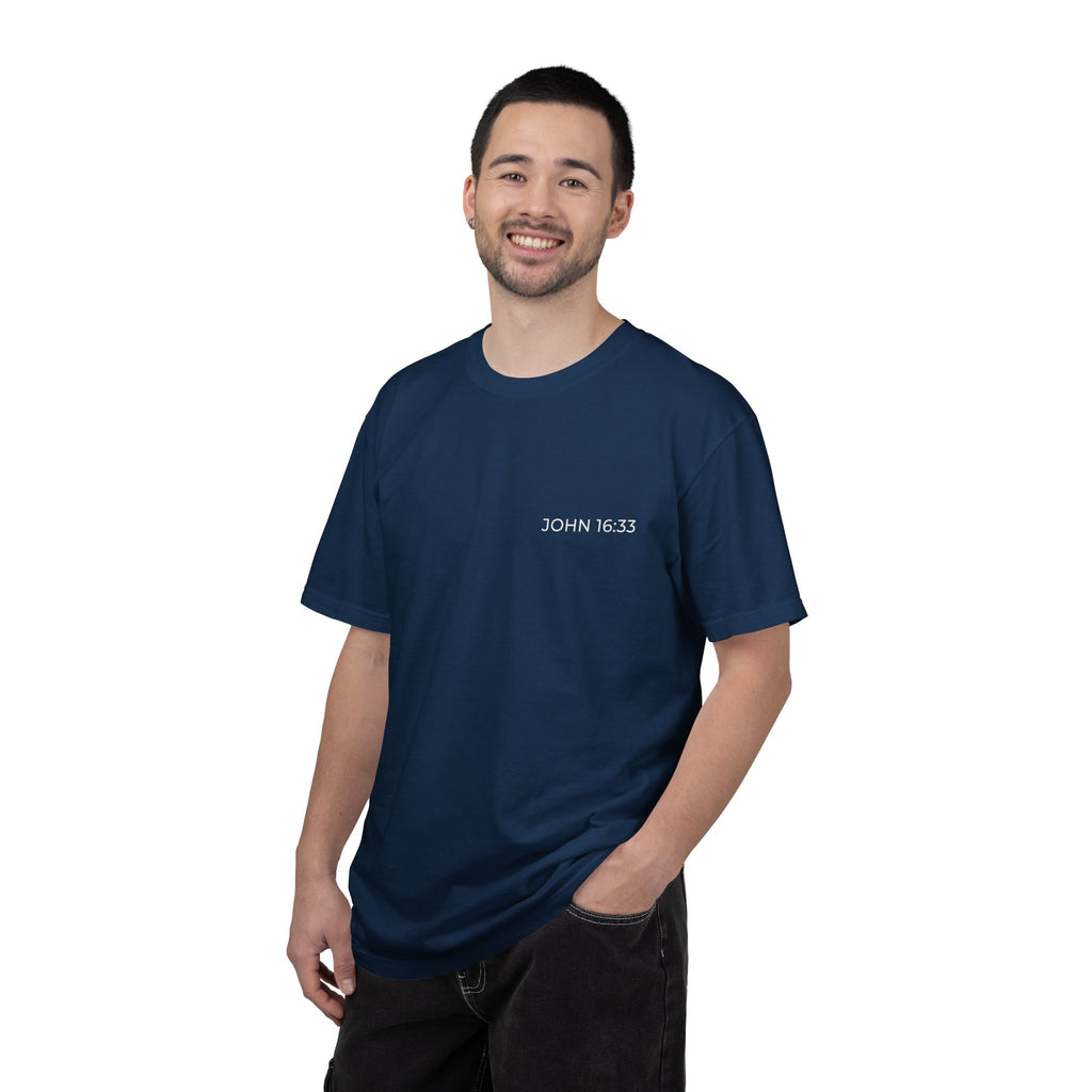 JOHN 16:33 — Micro Chest Christian T-Shirt