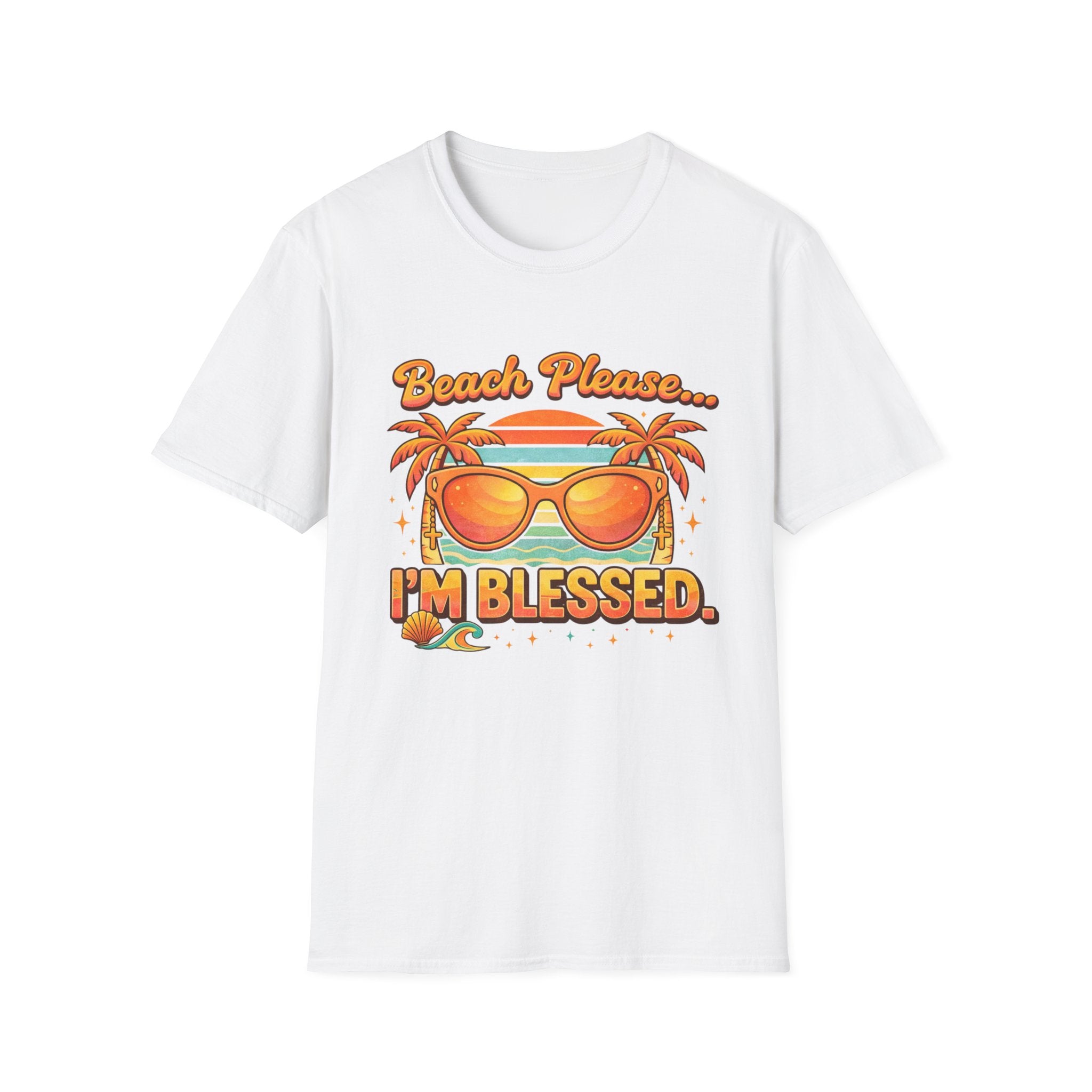 Beach Please I'm Blessed Sunrise Sunglasses Graphic - T-Shirt