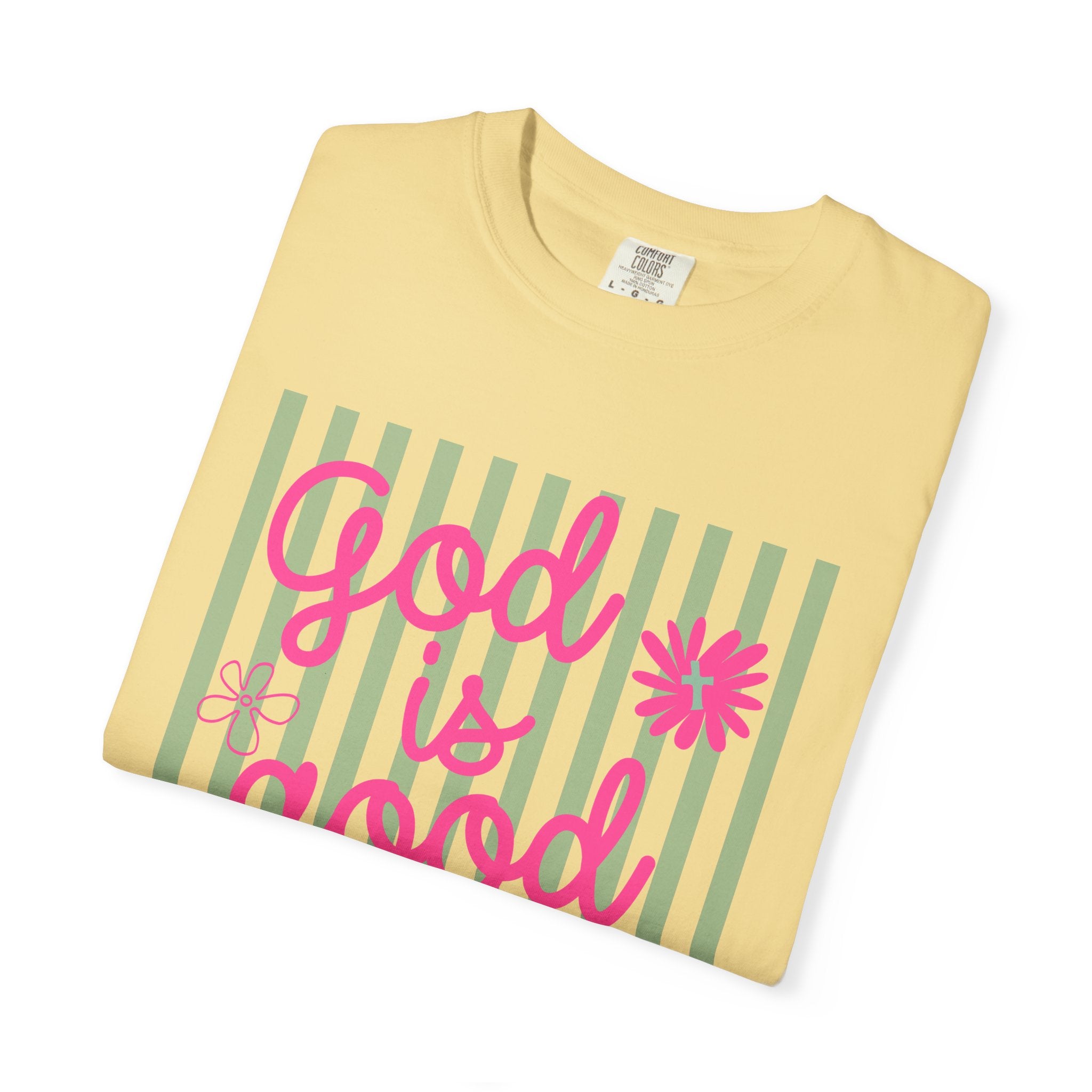 God Is Good All The Time Shirt, Comfort Colors, Womens Religious Gifts, Striped Preppy Christian T-Shirt, Faith Inspirational