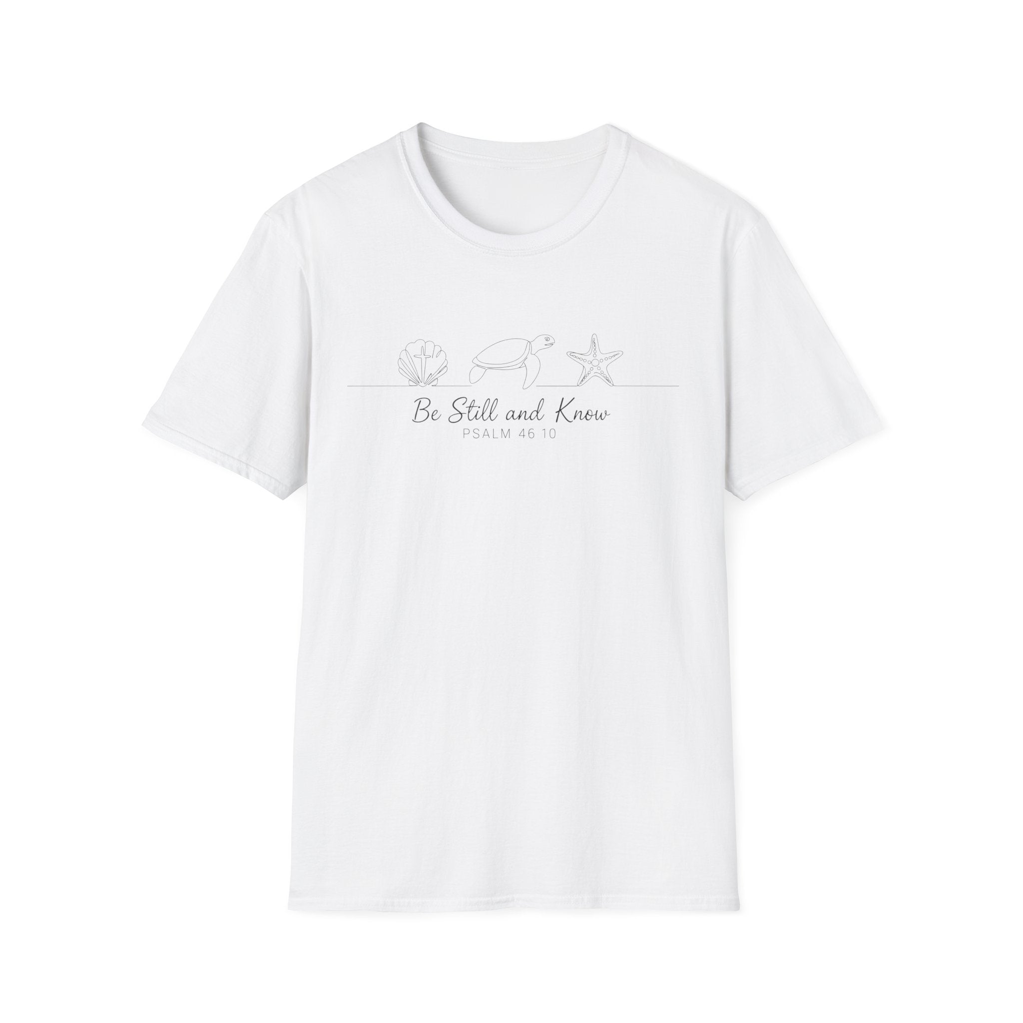 Be Still and Know Line Art Turtles Shell Starfish - T-Shirt