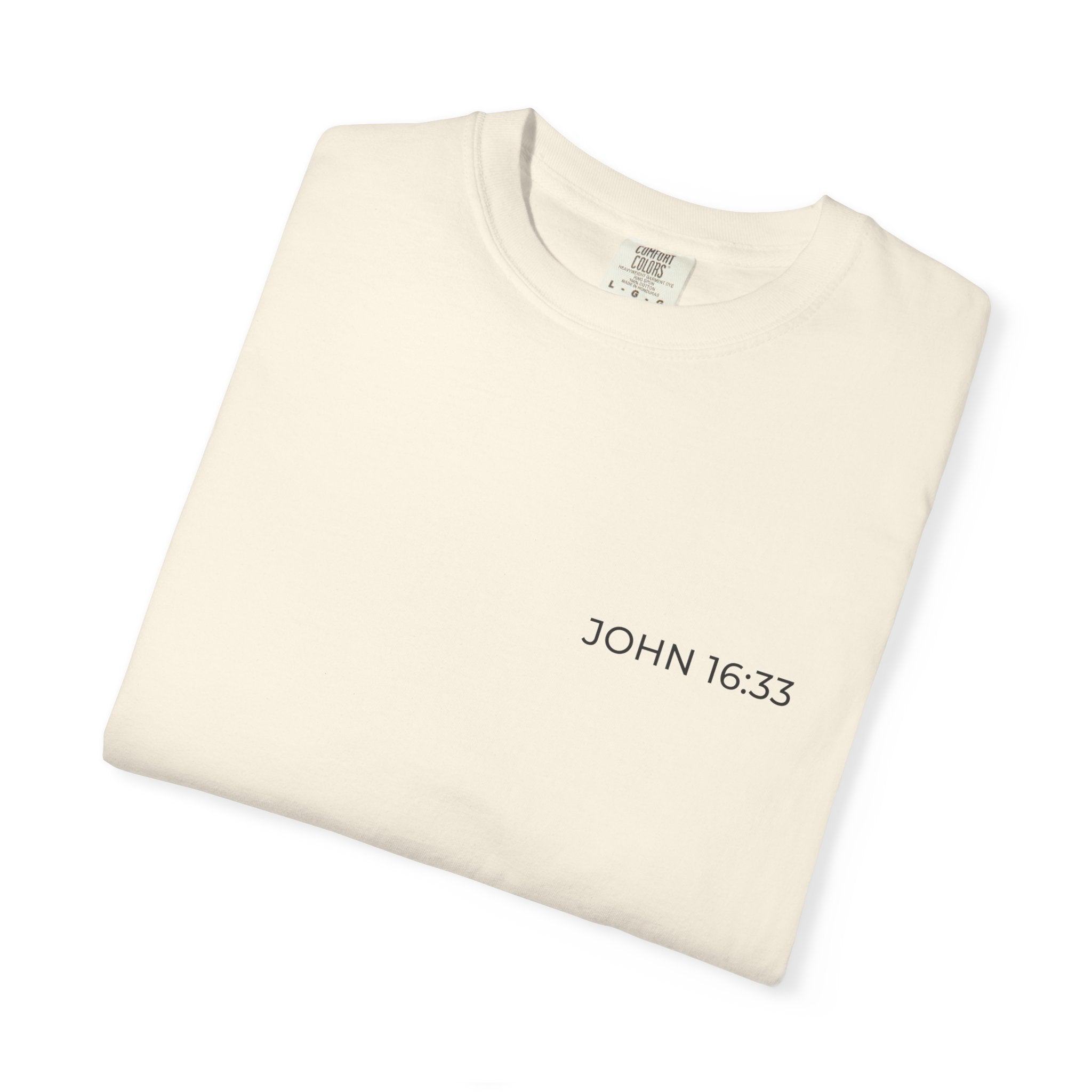 JOHN 16:33 — Micro Chest Christian T-Shirt