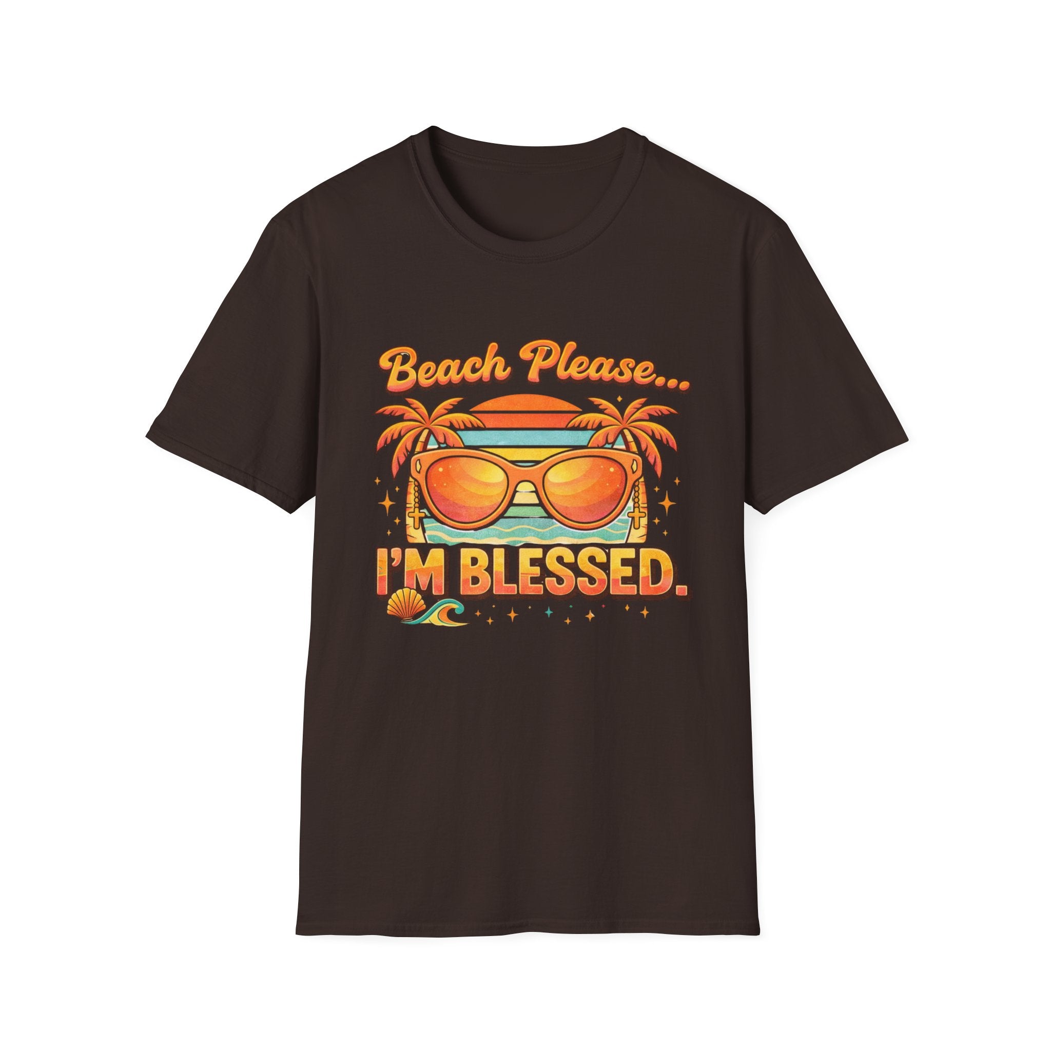 Beach Please I'm Blessed Sunrise Sunglasses Graphic - T-Shirt