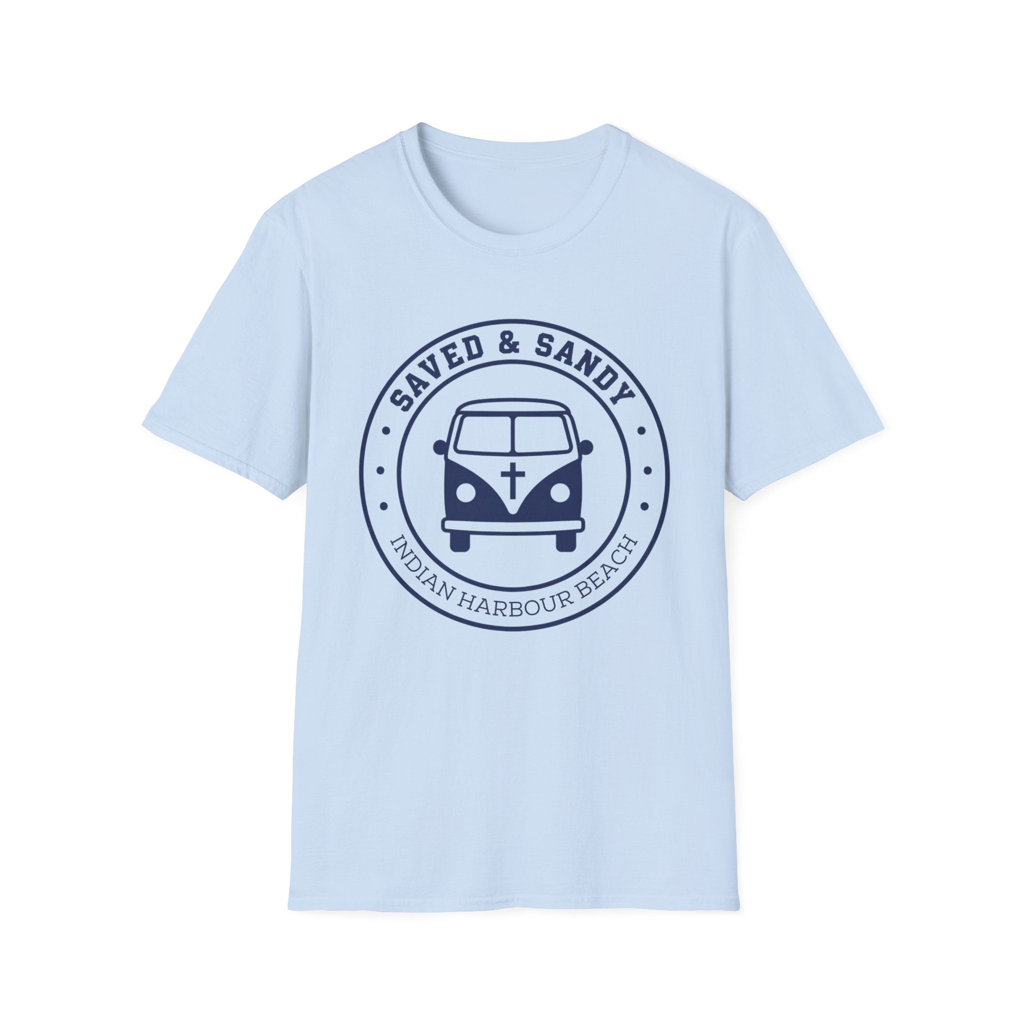 Saved & Sandy Indian Harbour Beach Van Design - T-Shirt