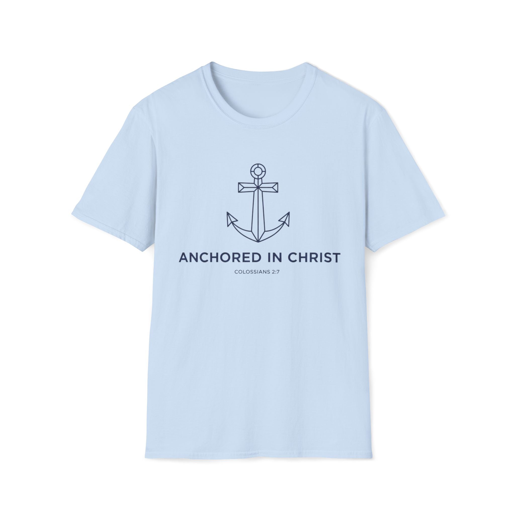 Anchored In Christ Blue Line Art T-Shirt