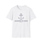 Anchored In Christ Blue Line Art T-Shirt