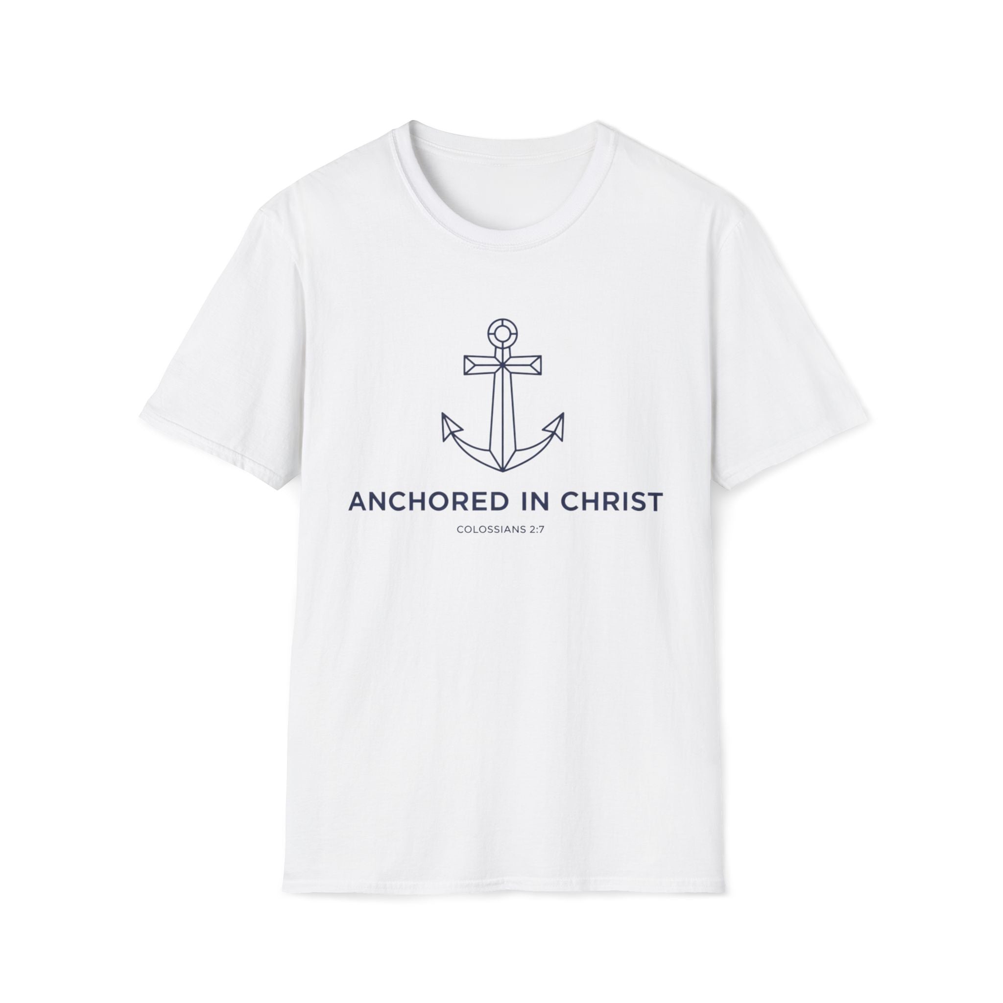 Anchored In Christ Blue Line Art T-Shirt