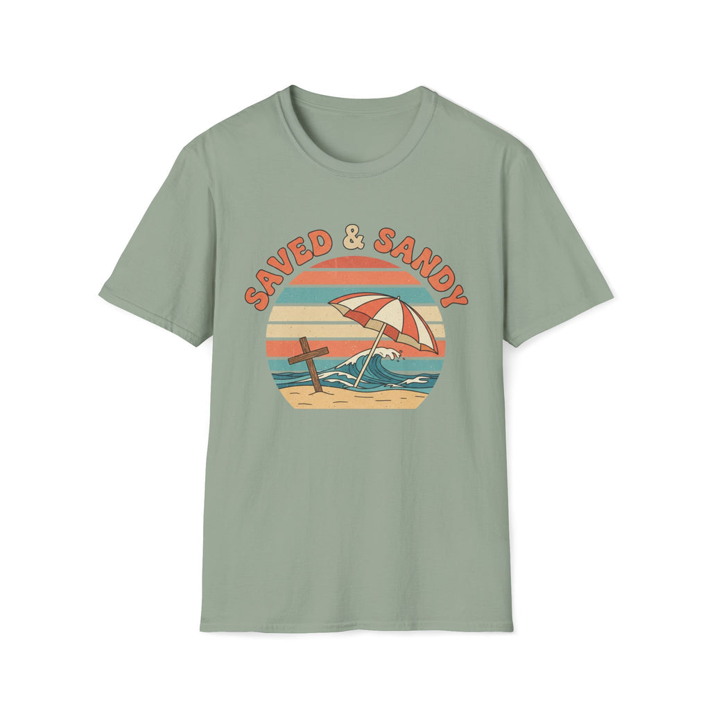 Saved & Sandy Beach Umbrella Retro T-Shirt