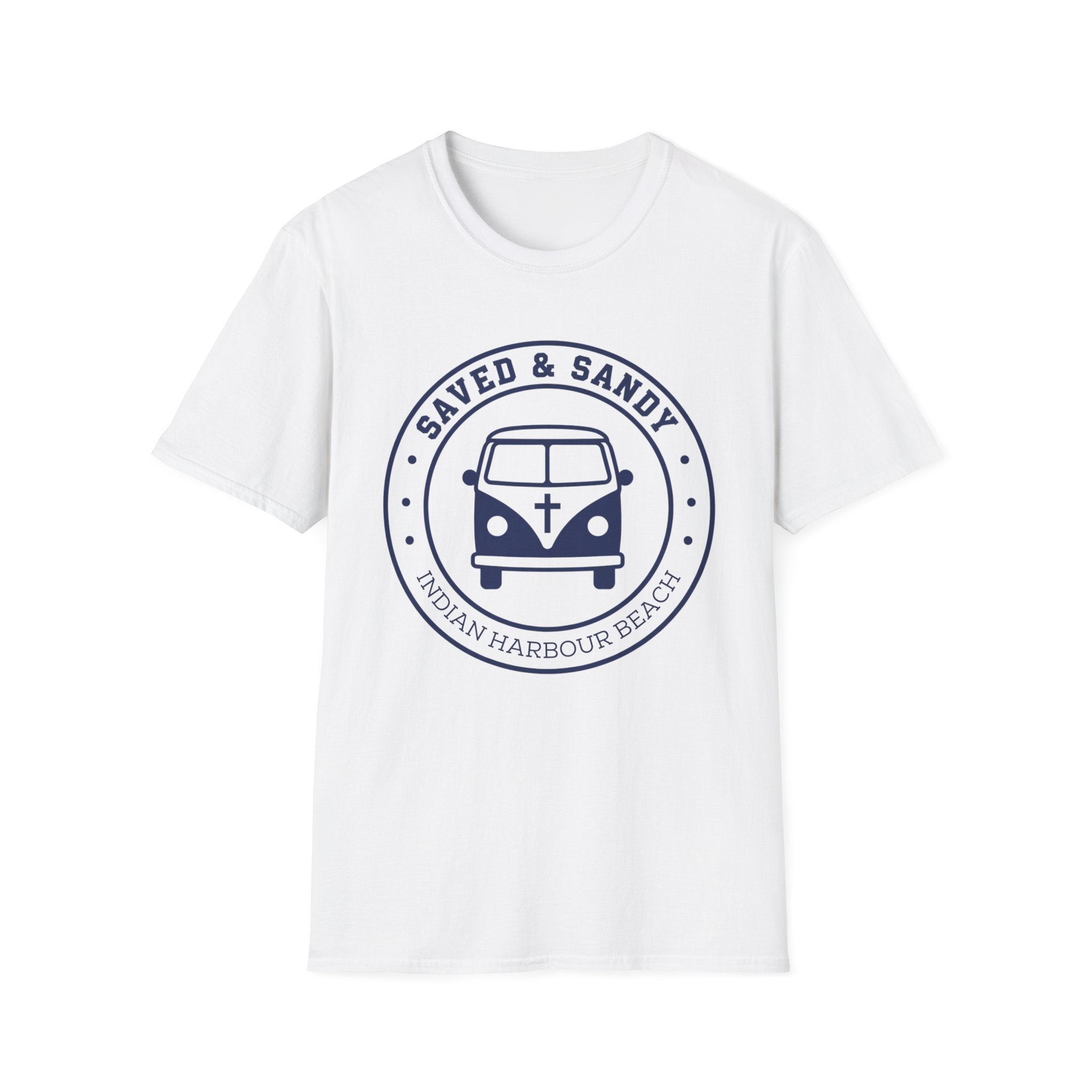 Saved & Sandy Indian Harbour Beach Van Design - T-Shirt