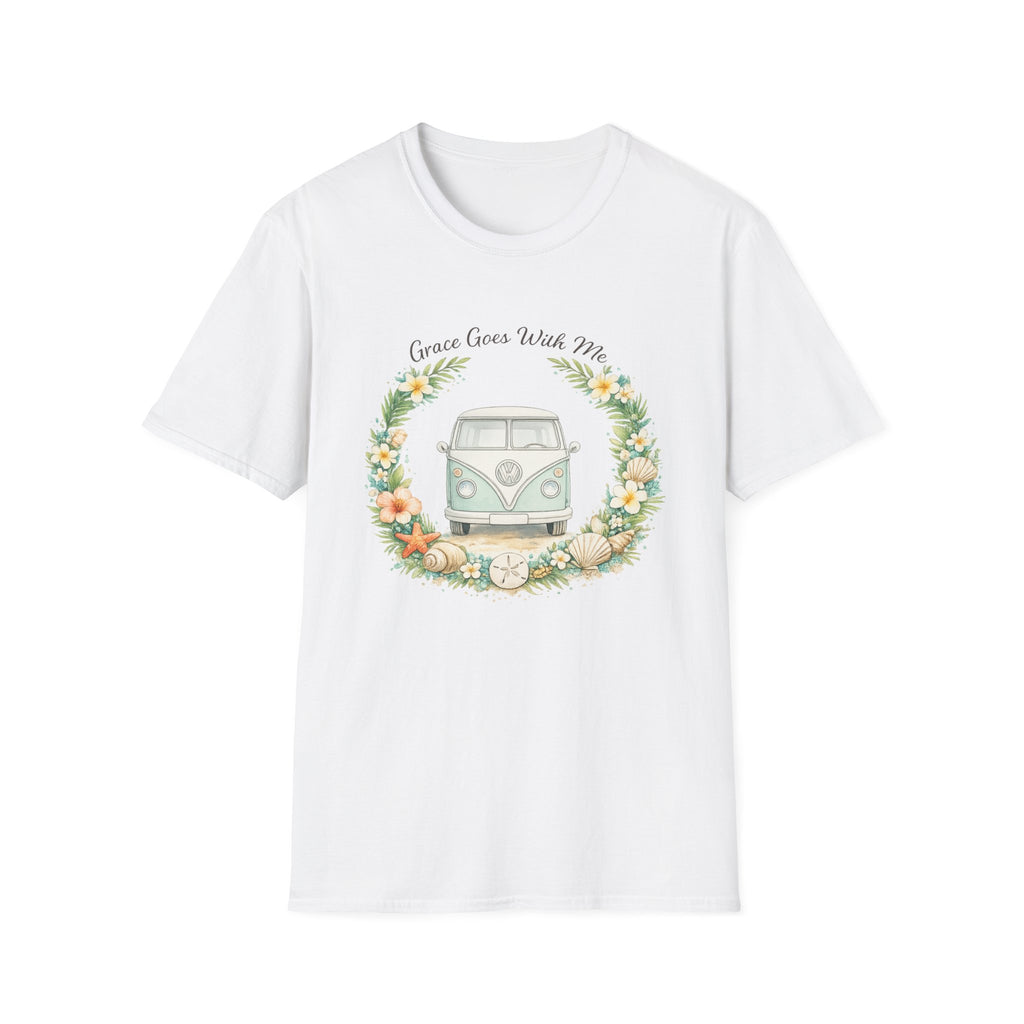 Grace Goes With Me Van Beach Wreath Design - T-Shirt