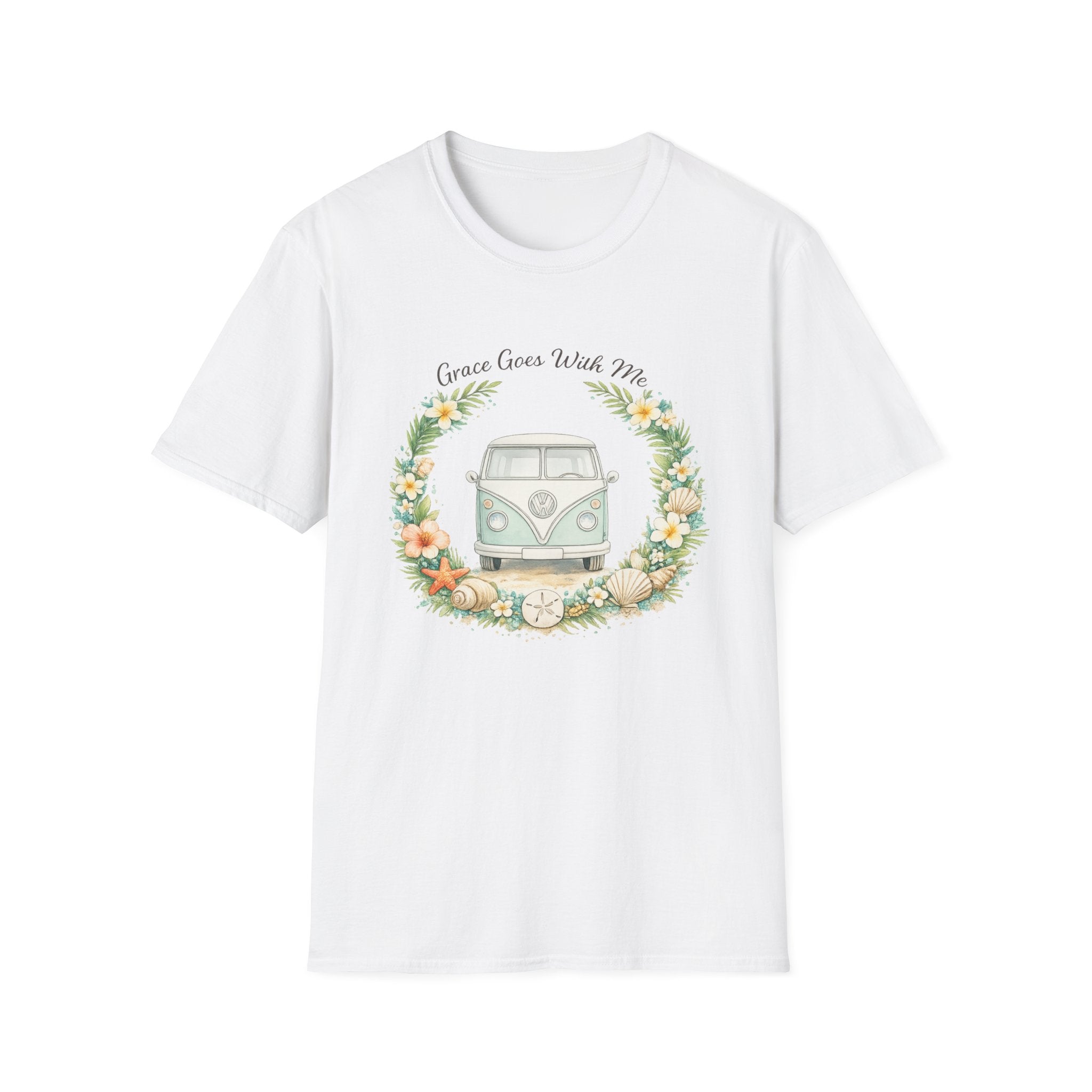 Grace Goes With Me Van Beach Wreath Design - T-Shirt