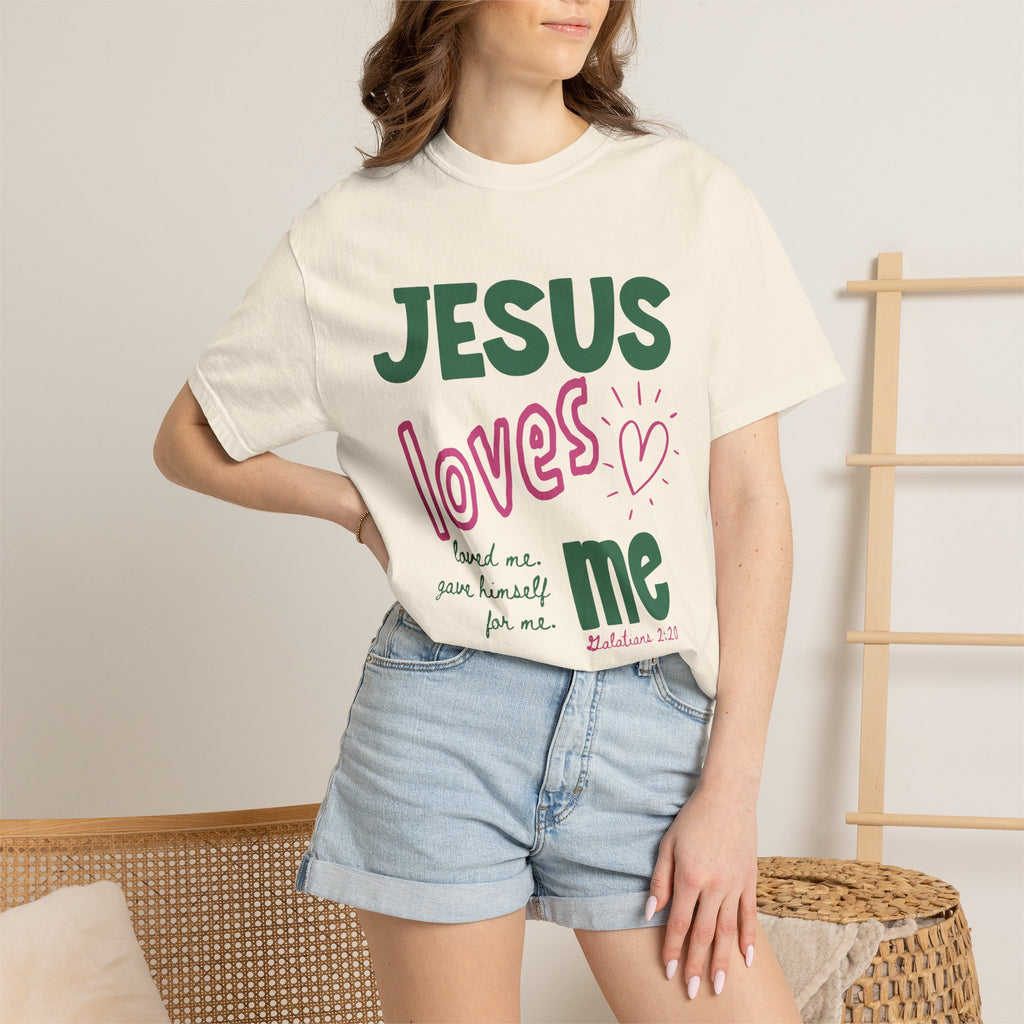 Comfort Colors® Christian Summer Shirt Retro Jesus Loves Me Shirt, Galatians 2 20 Christian Tee, Christian Shirt For Women Faith Tee