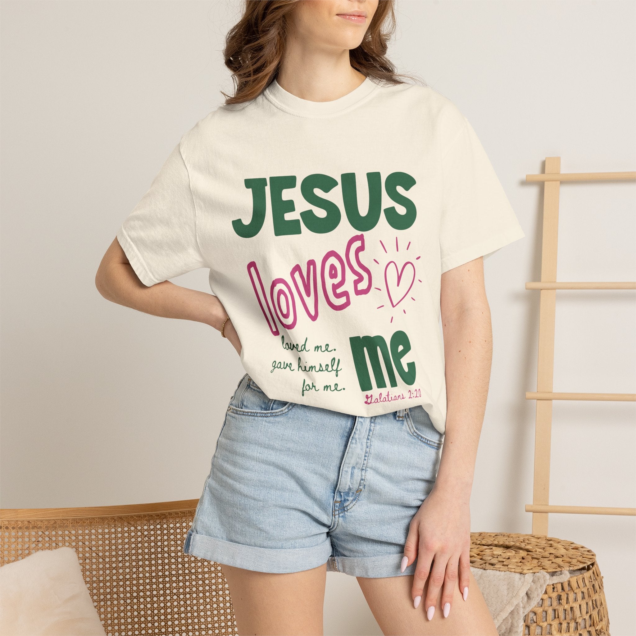Comfort Colors® Christian Summer Shirt Retro Jesus Loves Me Shirt, Galatians 2 20 Christian Tee, Christian Shirt For Women Faith Tee