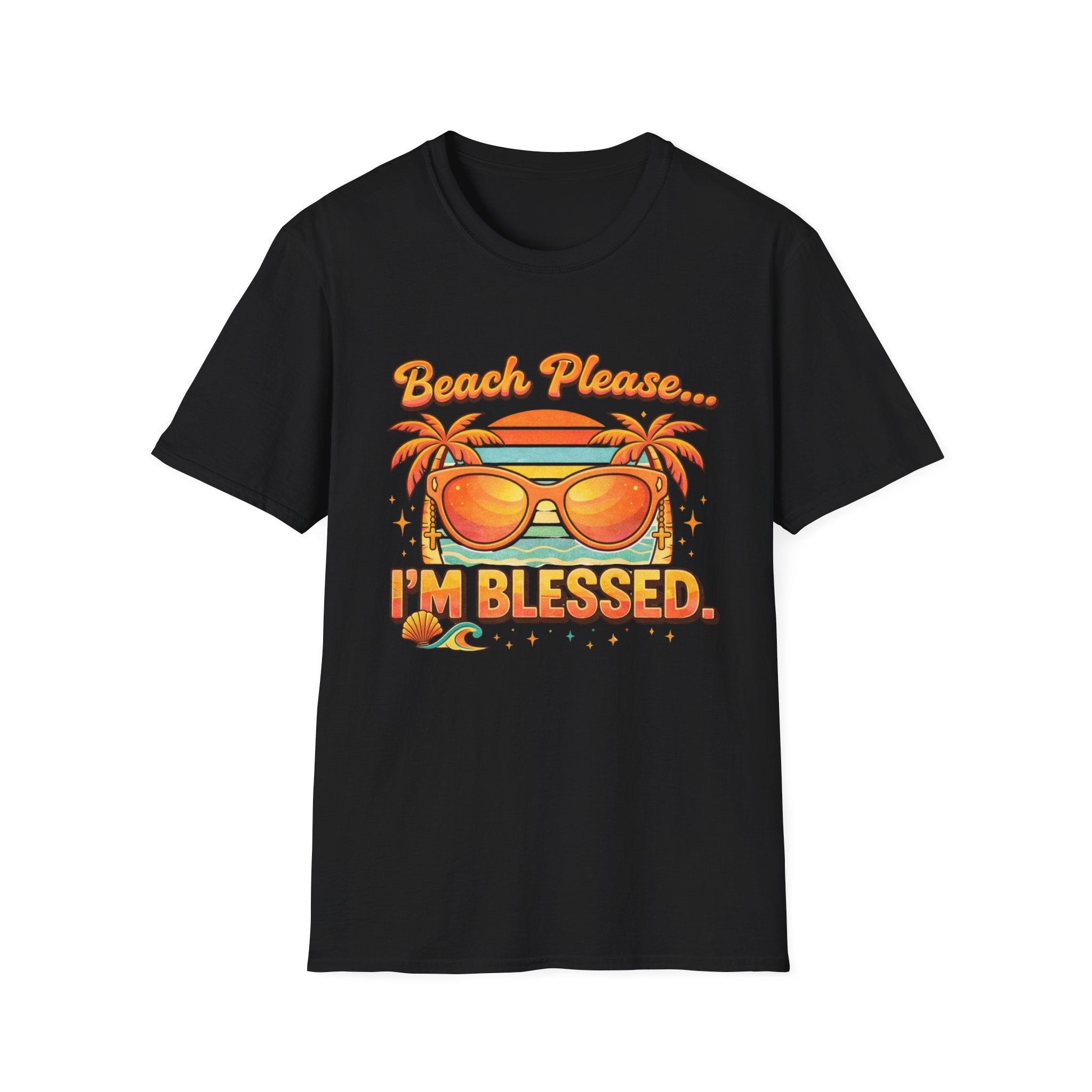 Beach Please I'm Blessed Sunrise Sunglasses Graphic - T-Shirt