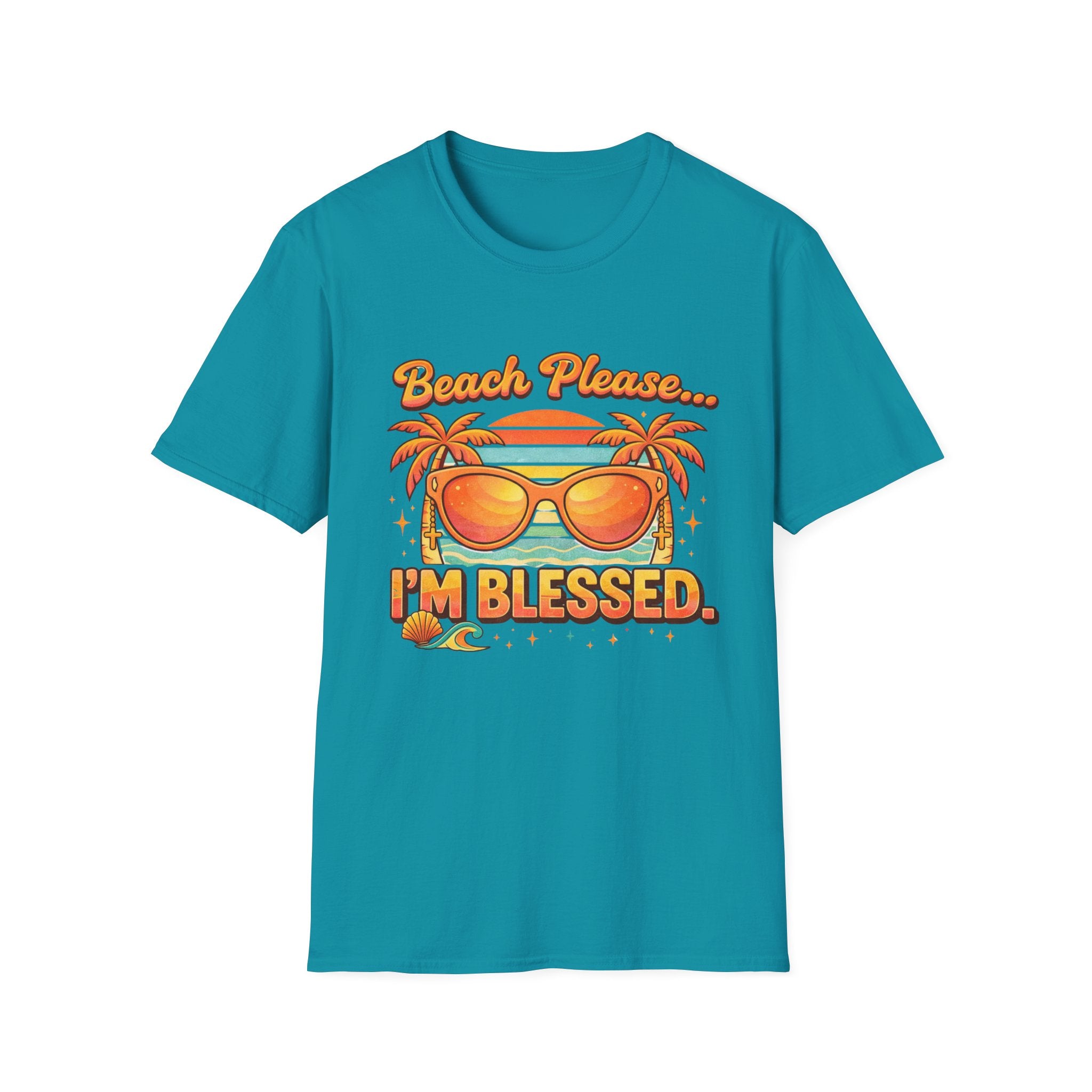Beach Please I'm Blessed Sunrise Sunglasses Graphic - T-Shirt