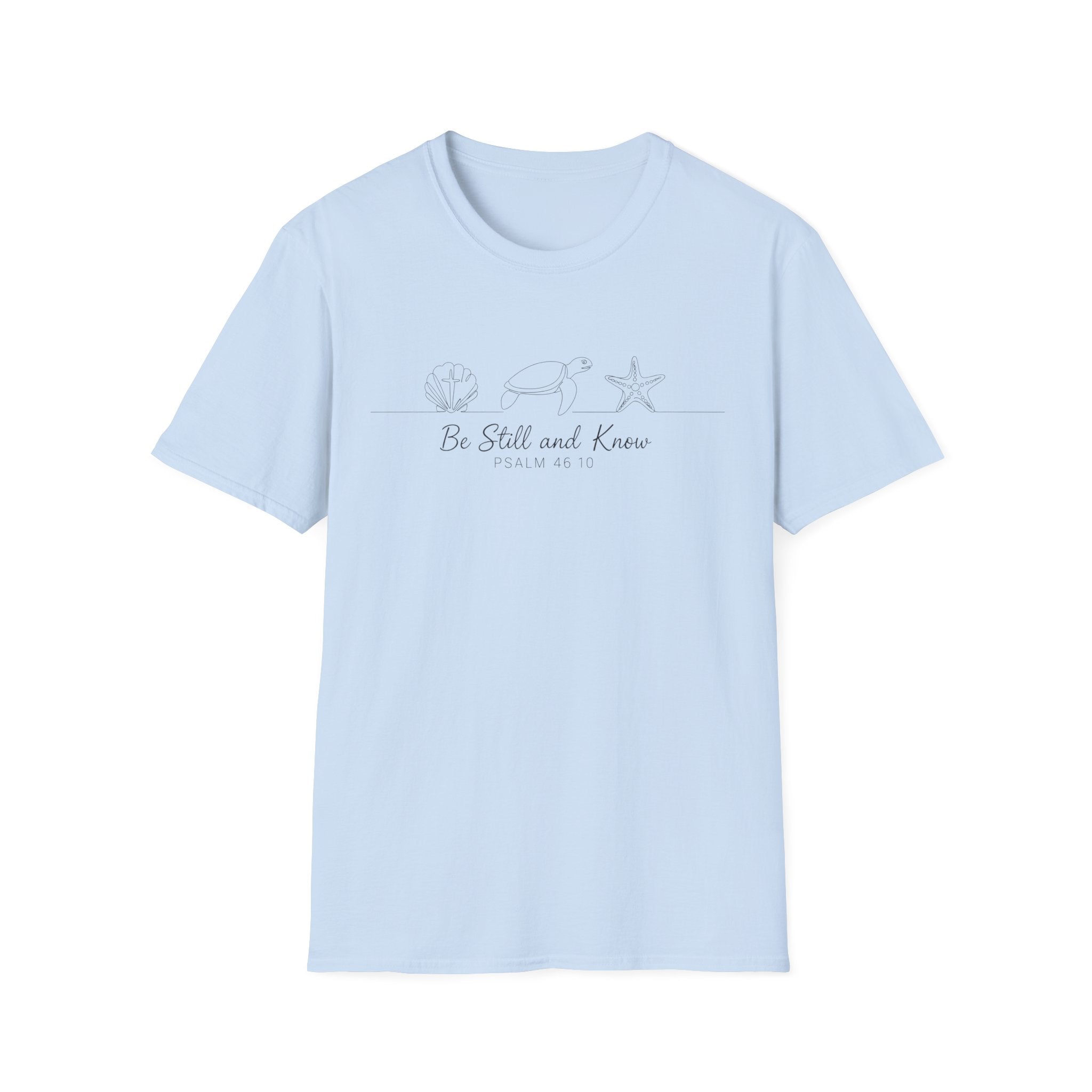 Be Still and Know Line Art Turtles Shell Starfish - T-Shirt