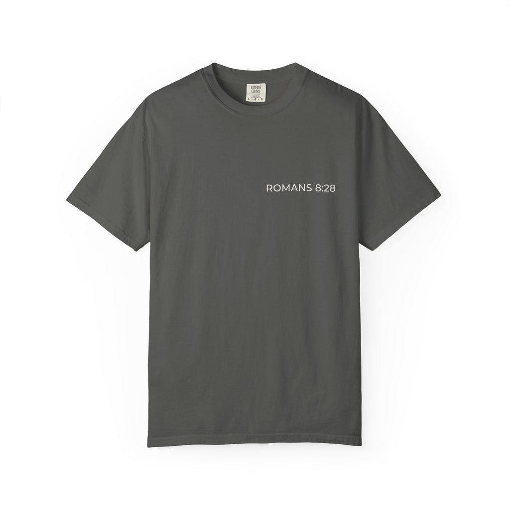 ROMANS 8:28 — Micro Chest Christian T-Shirt