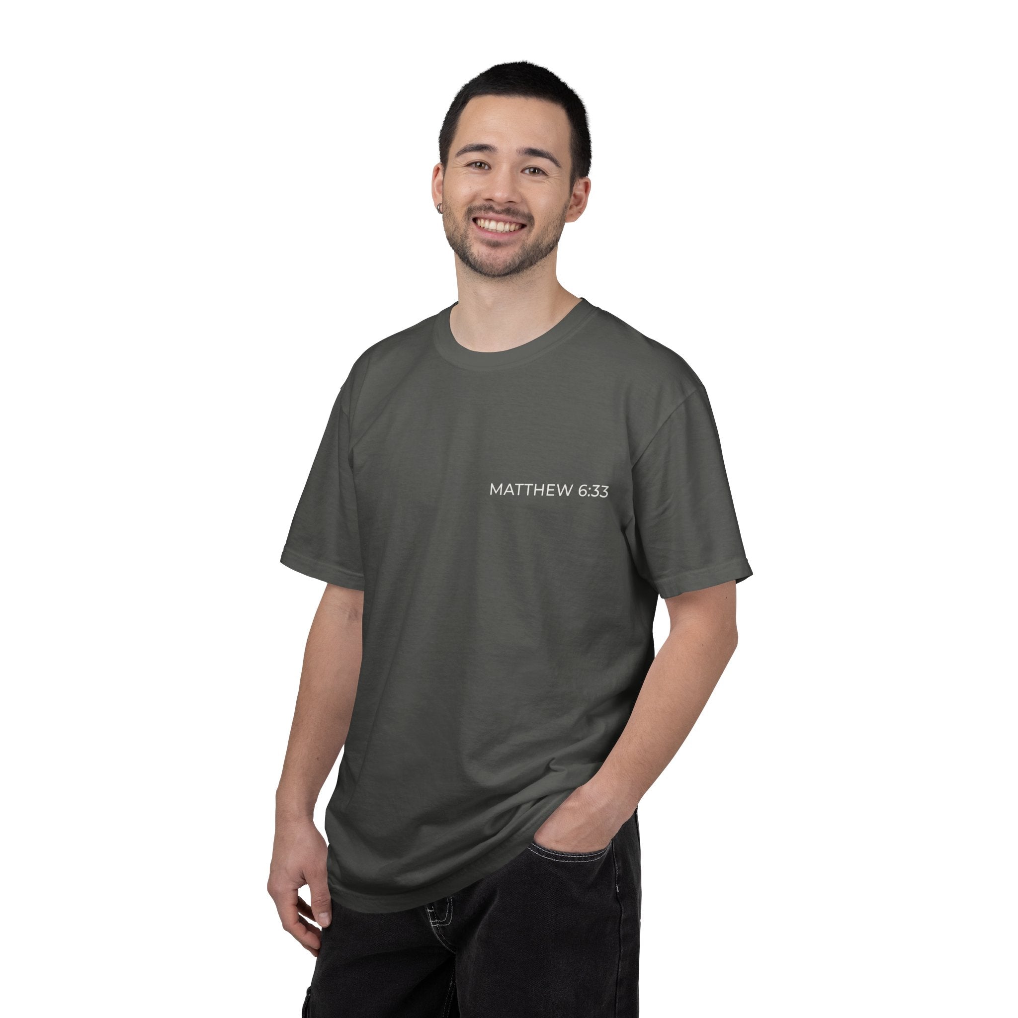 MATTHEW 6:33 — Micro Chest Christian T-Shirt