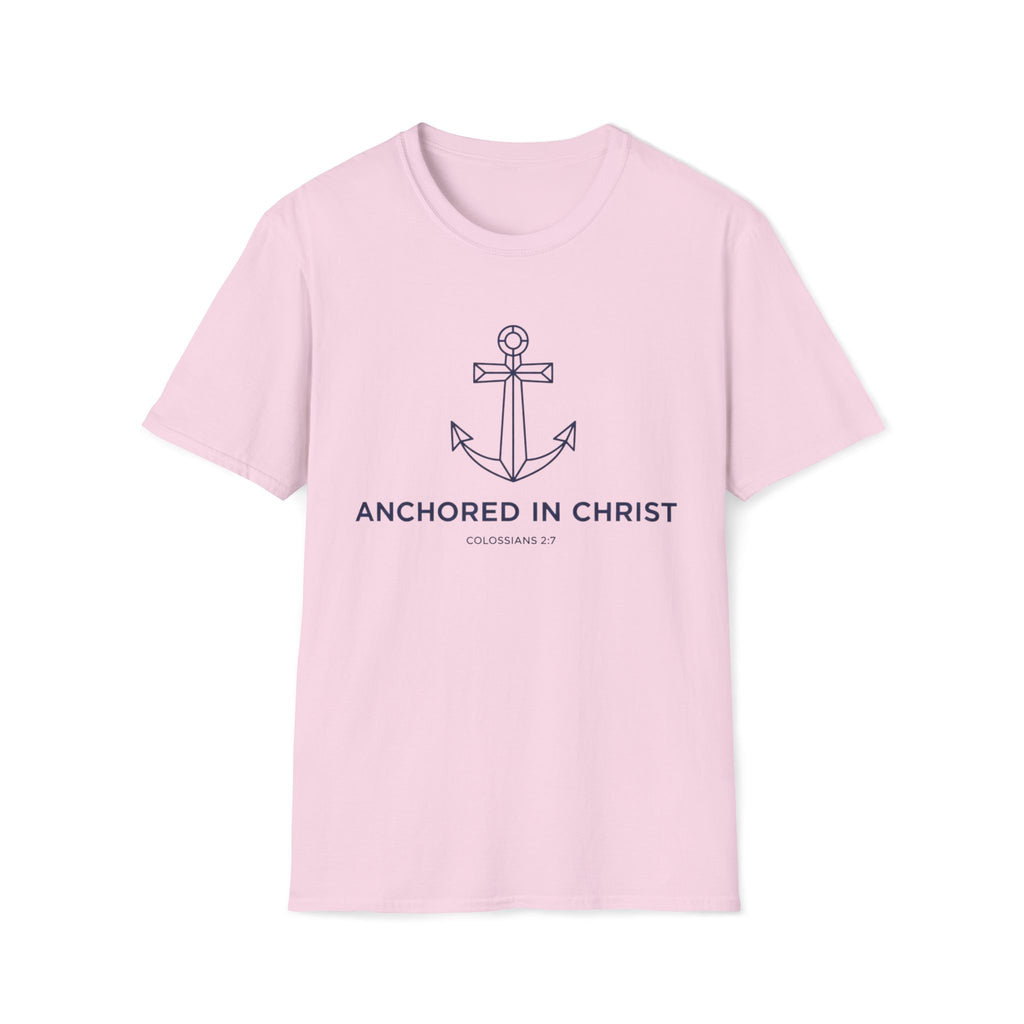Anchored In Christ Blue Line Art T-Shirt