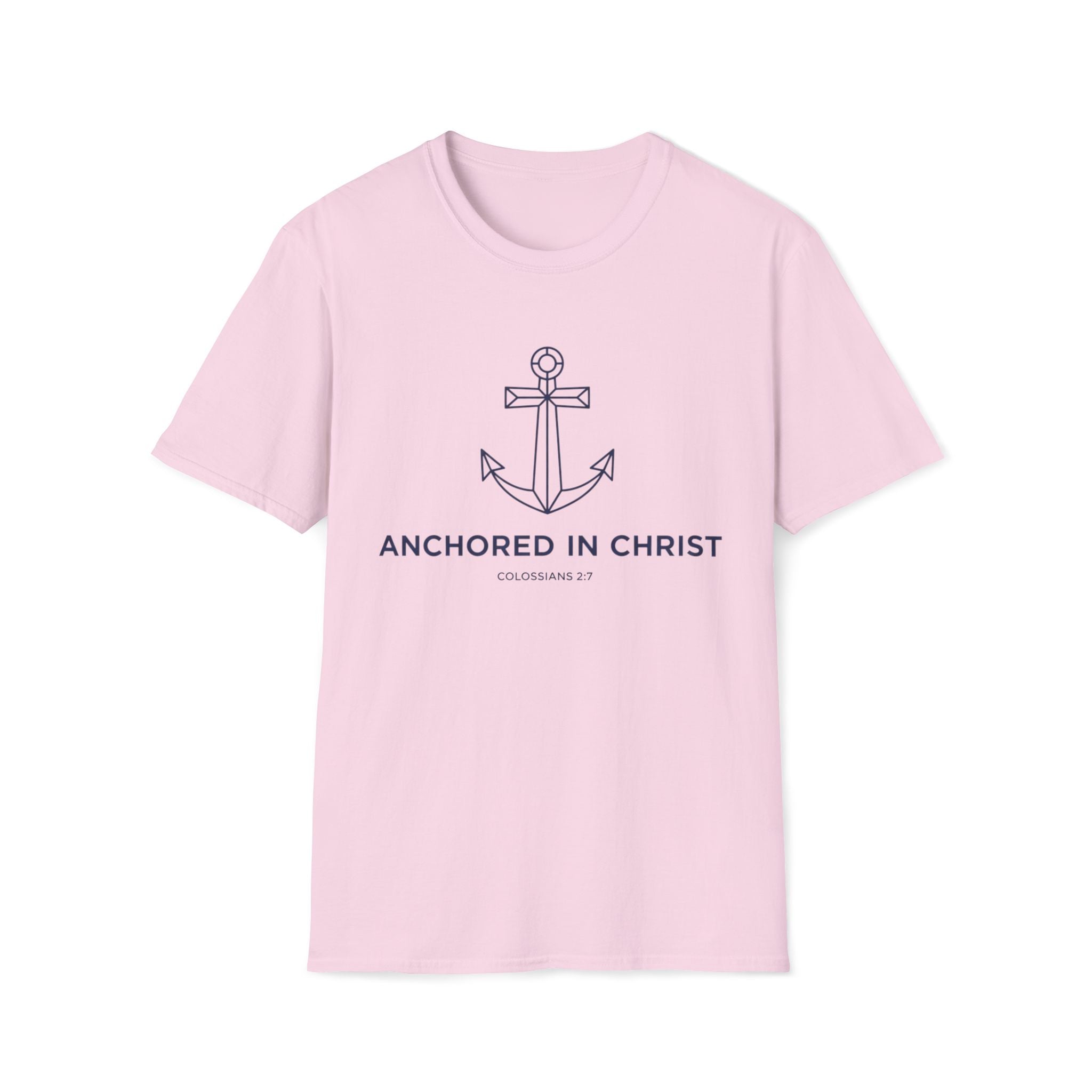 Anchored In Christ Blue Line Art T-Shirt