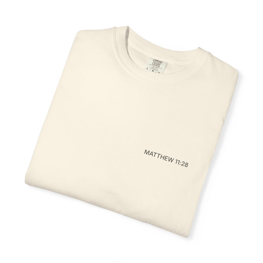 MATTHEW 11:28 — Micro Chest Christian T-Shirt