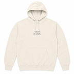 Cream Saved and Sandy pullover hoodie with small center chest embroidery