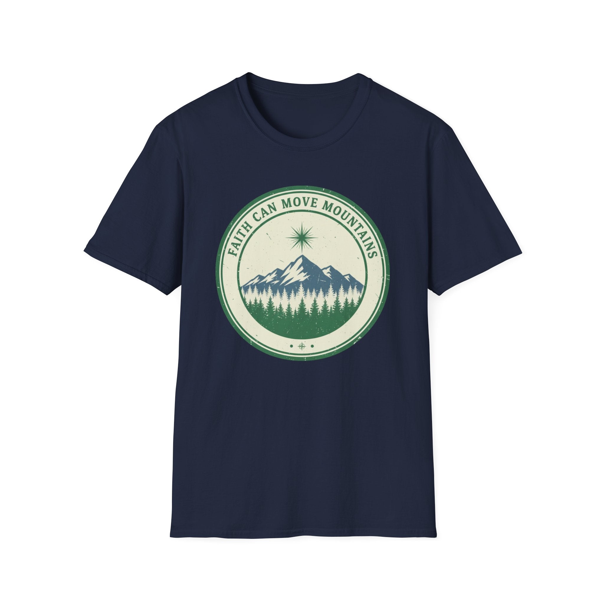 Faith Can Move Mountains Circular Badge Design - T-Shirt