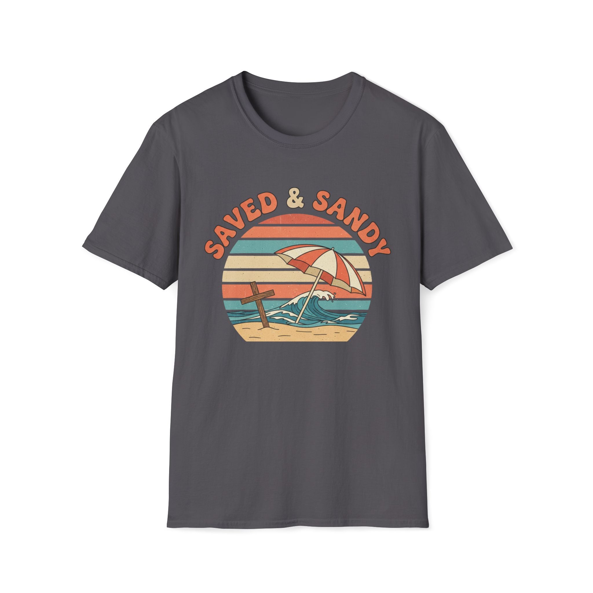 Saved & Sandy Beach Umbrella Retro T-Shirt