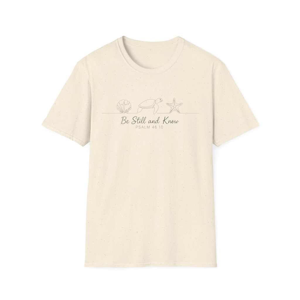 Be Still and Know Line Art Turtles Shell Starfish - T-Shirt