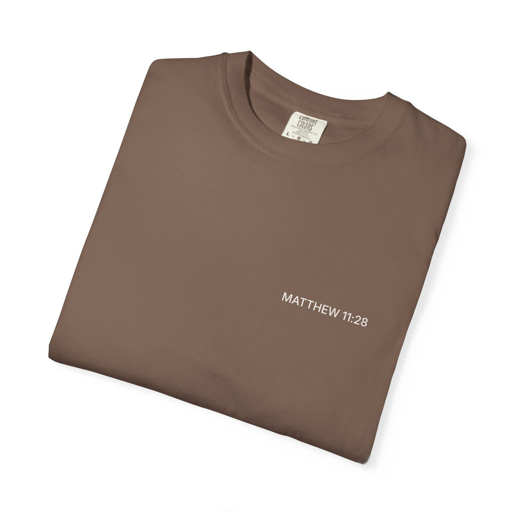MATTHEW 11:28 — Micro Chest Christian T-Shirt