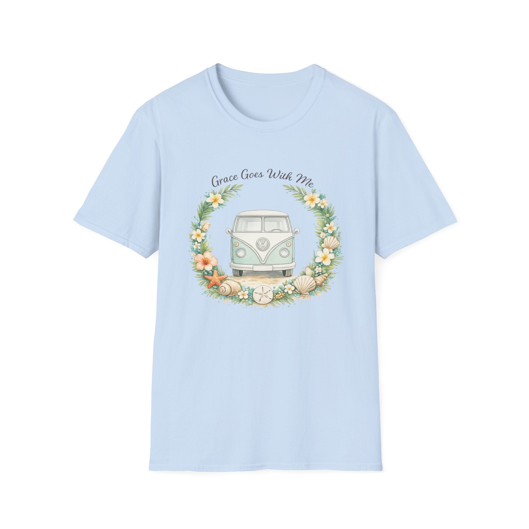 Grace Goes With Me Van Beach Wreath Design - T-Shirt