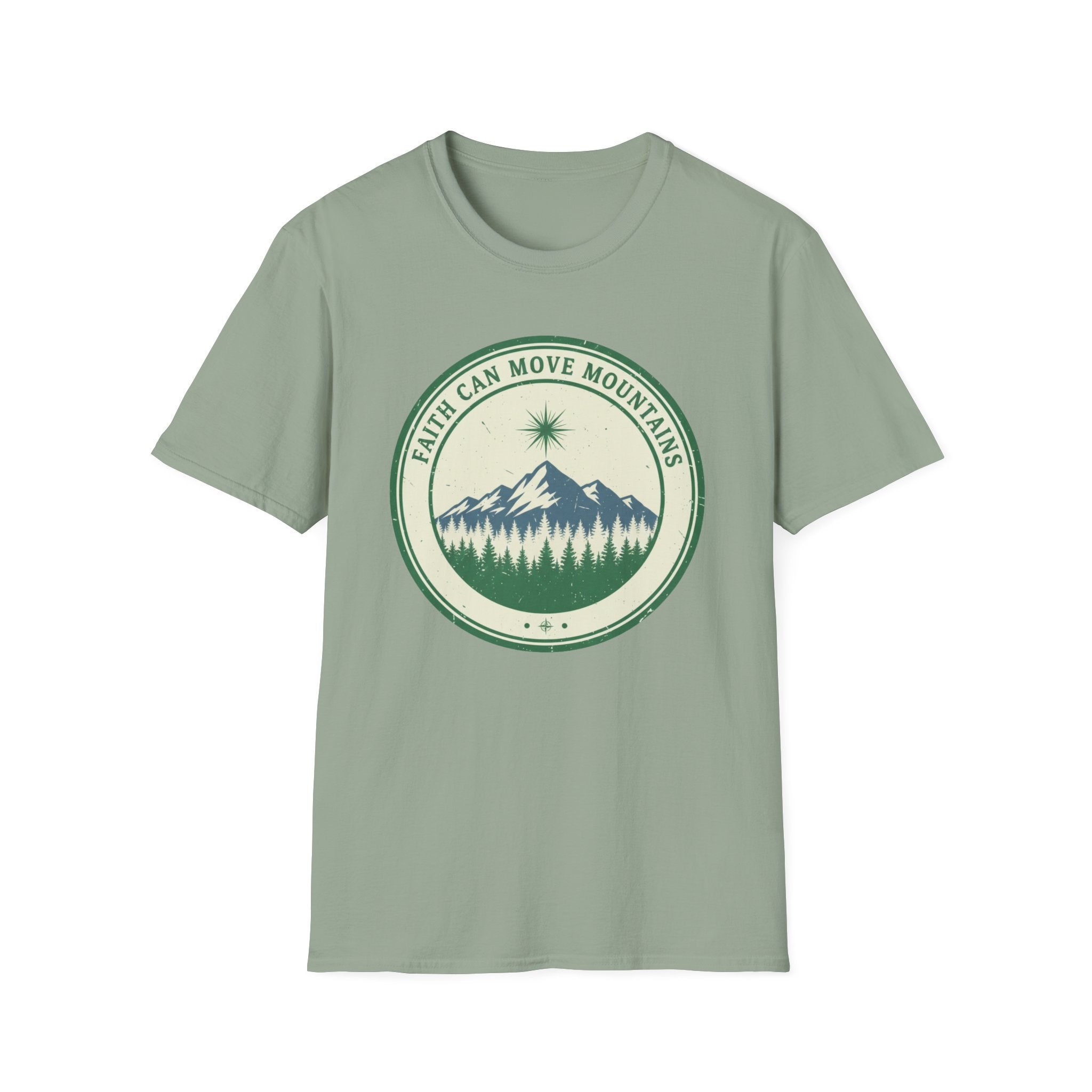 Faith Can Move Mountains Circular Badge Design - T-Shirt