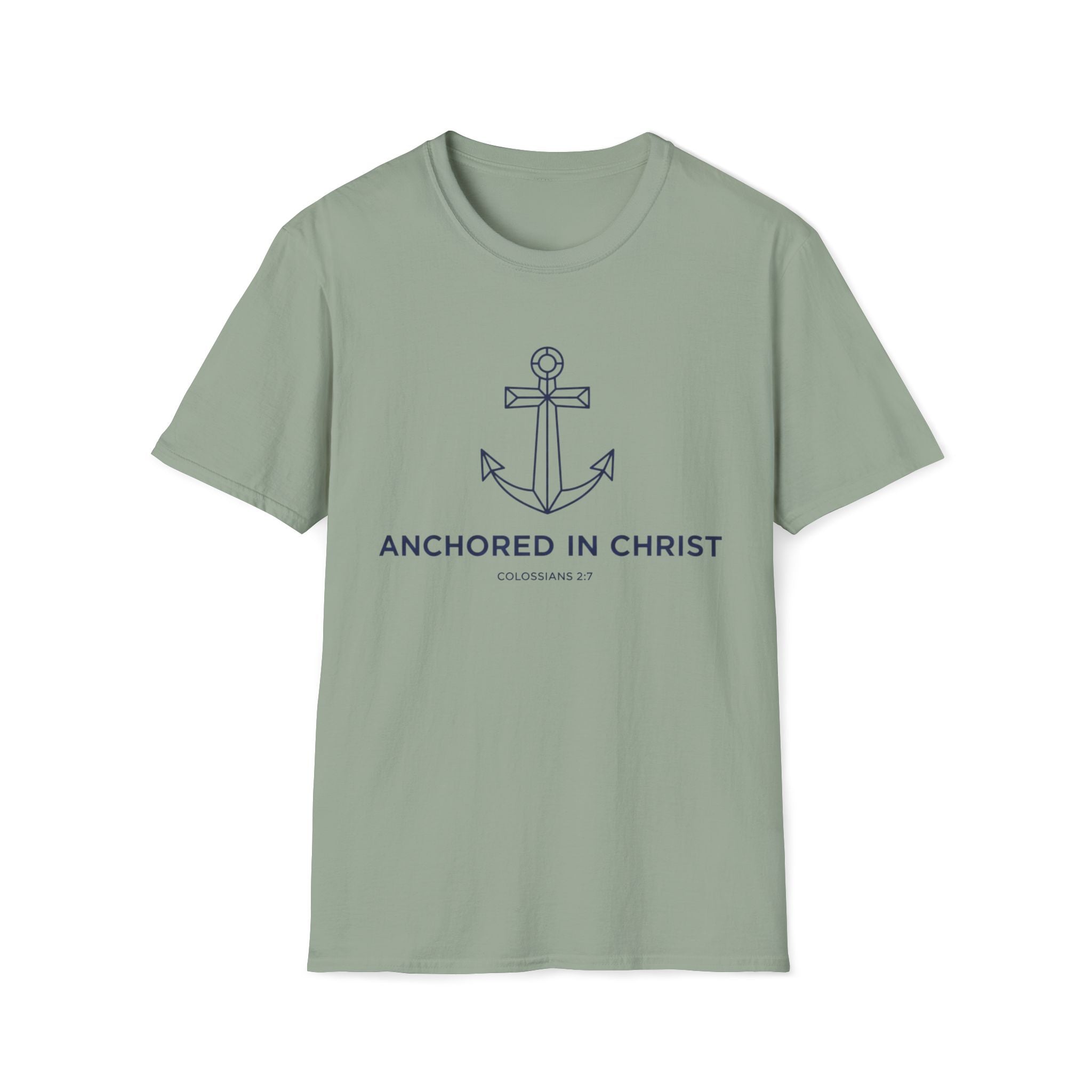 Anchored In Christ Blue Line Art T-Shirt