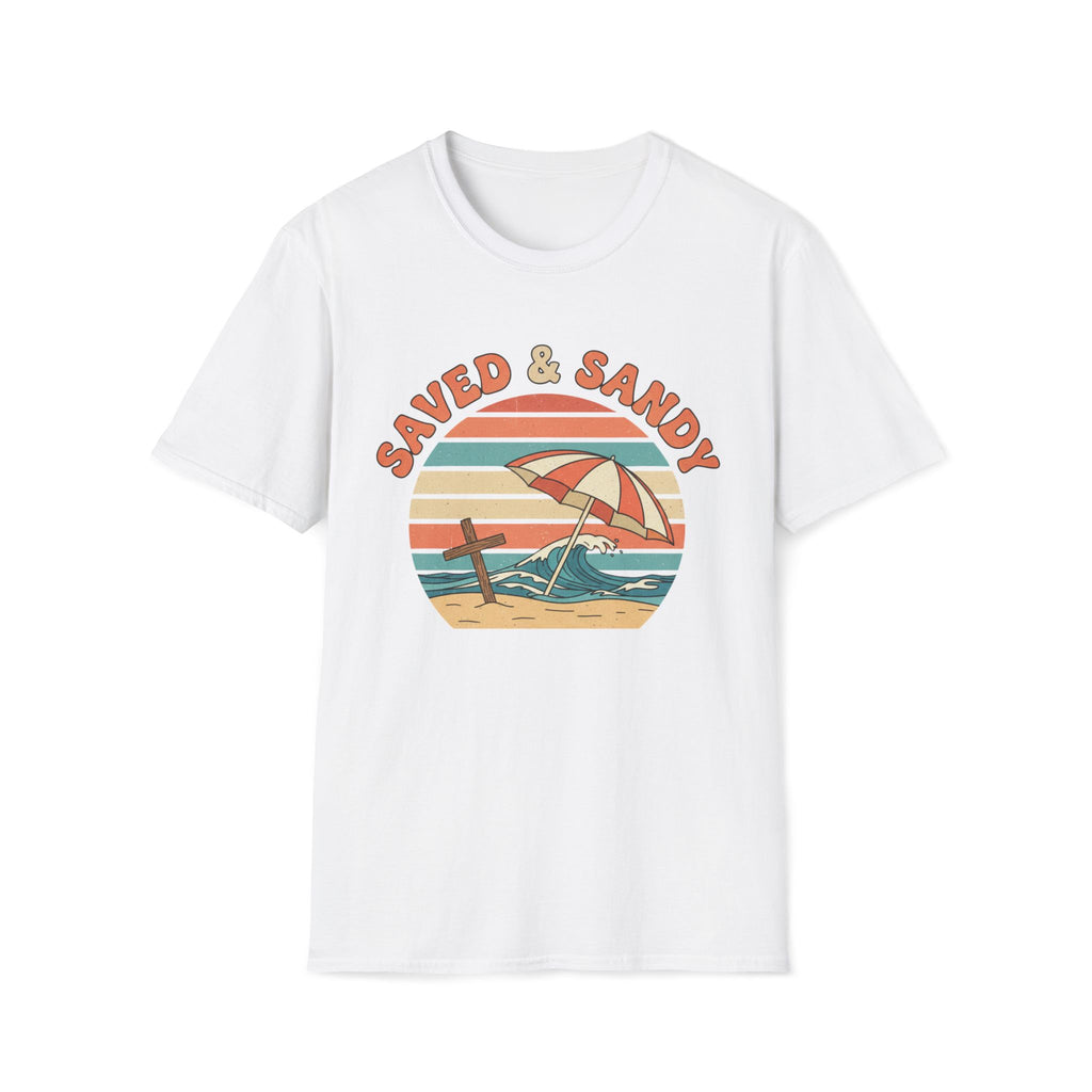 Saved & Sandy Beach Umbrella Retro T-Shirt