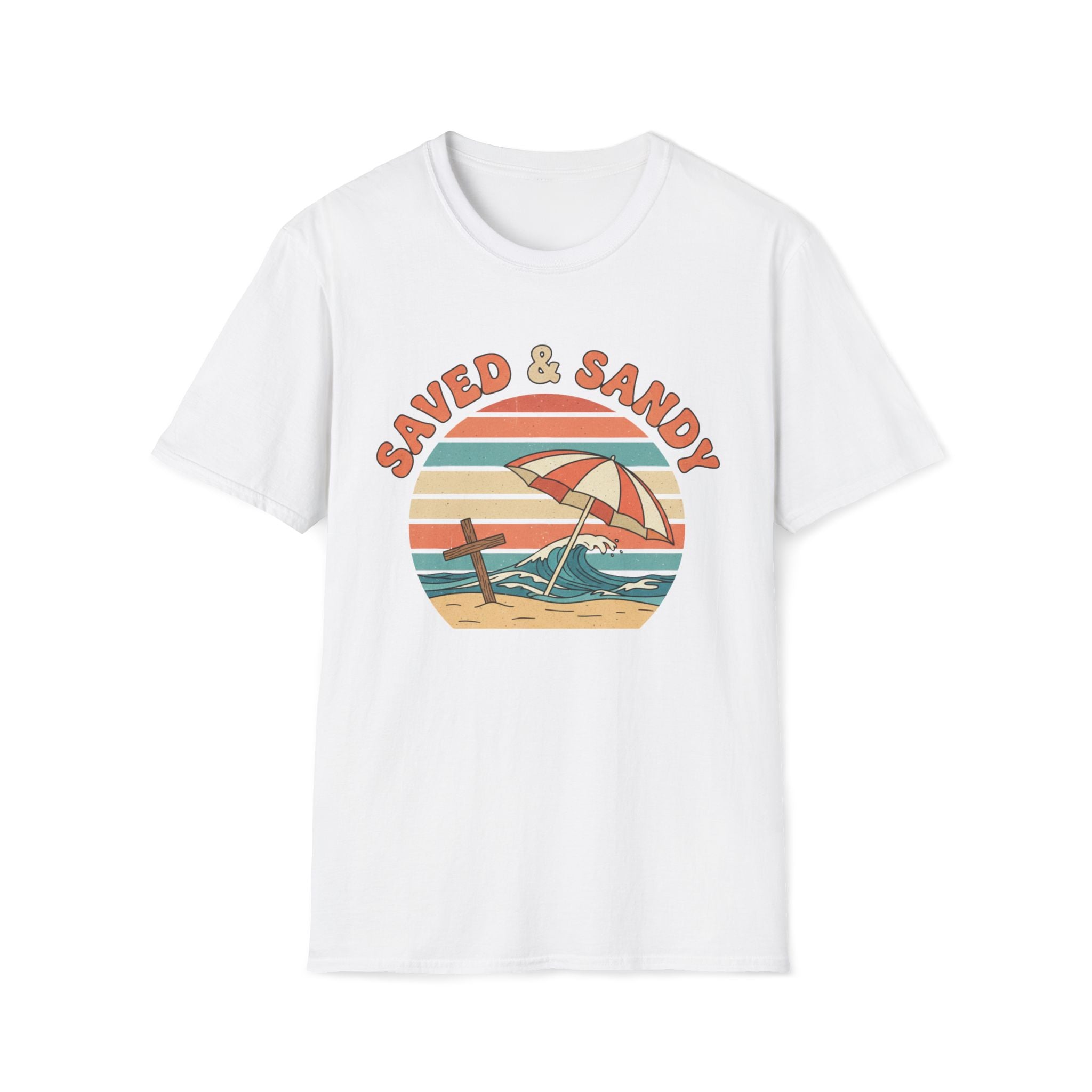 Saved & Sandy Beach Umbrella Retro T-Shirt