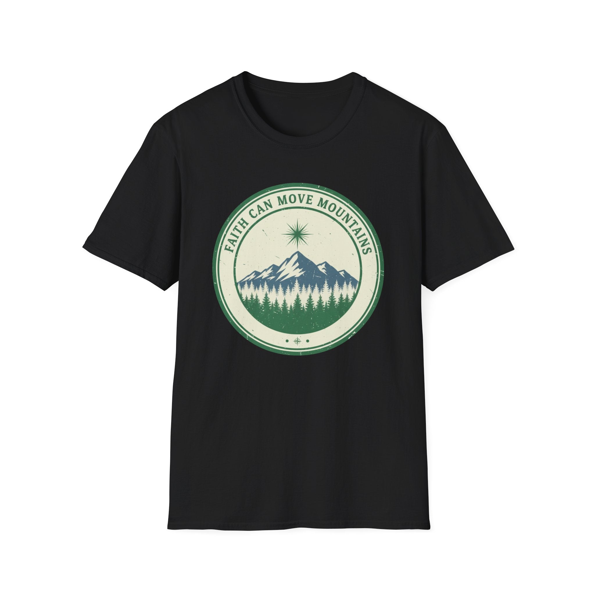 Faith Can Move Mountains Circular Badge Design - T-Shirt