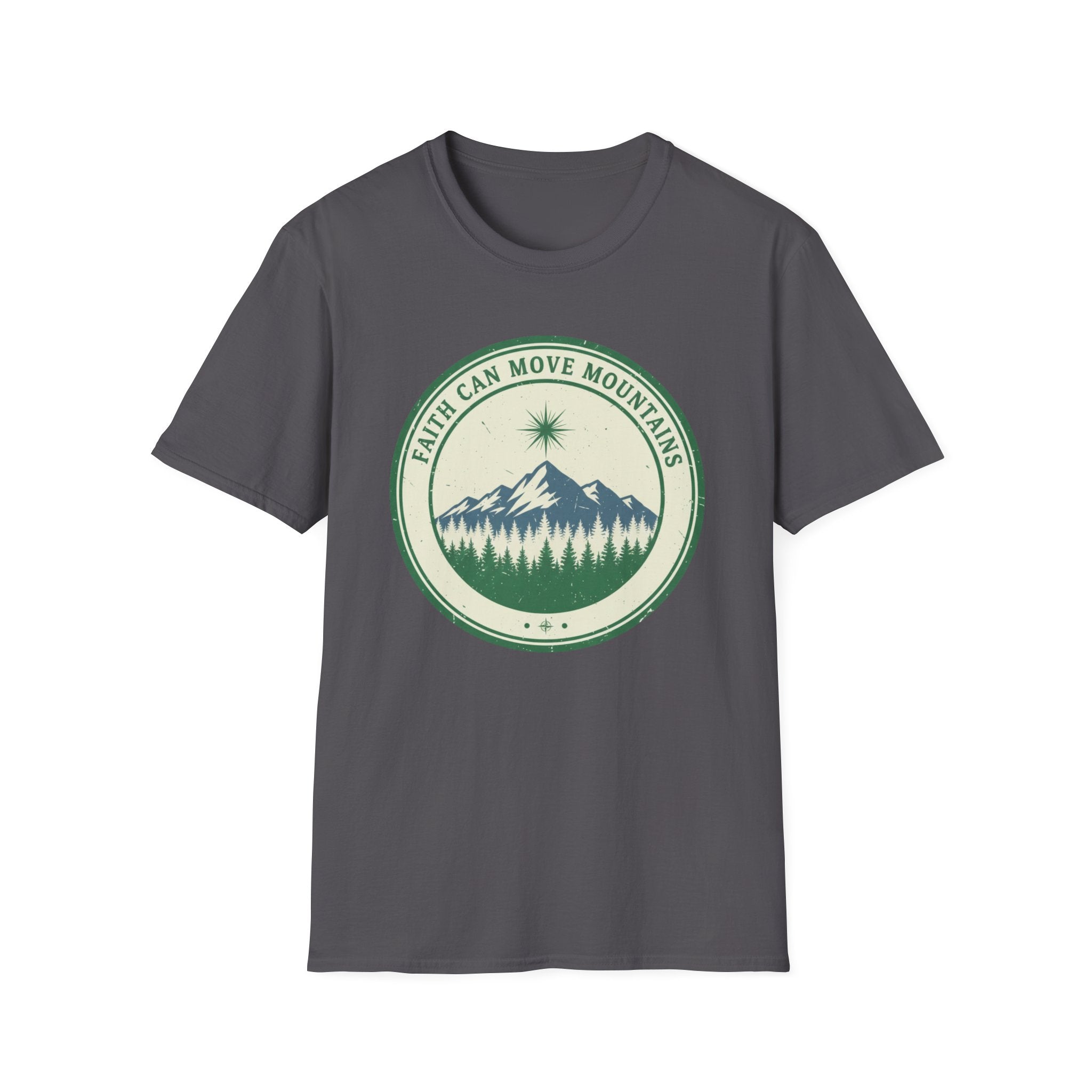 Faith Can Move Mountains Circular Badge Design - T-Shirt