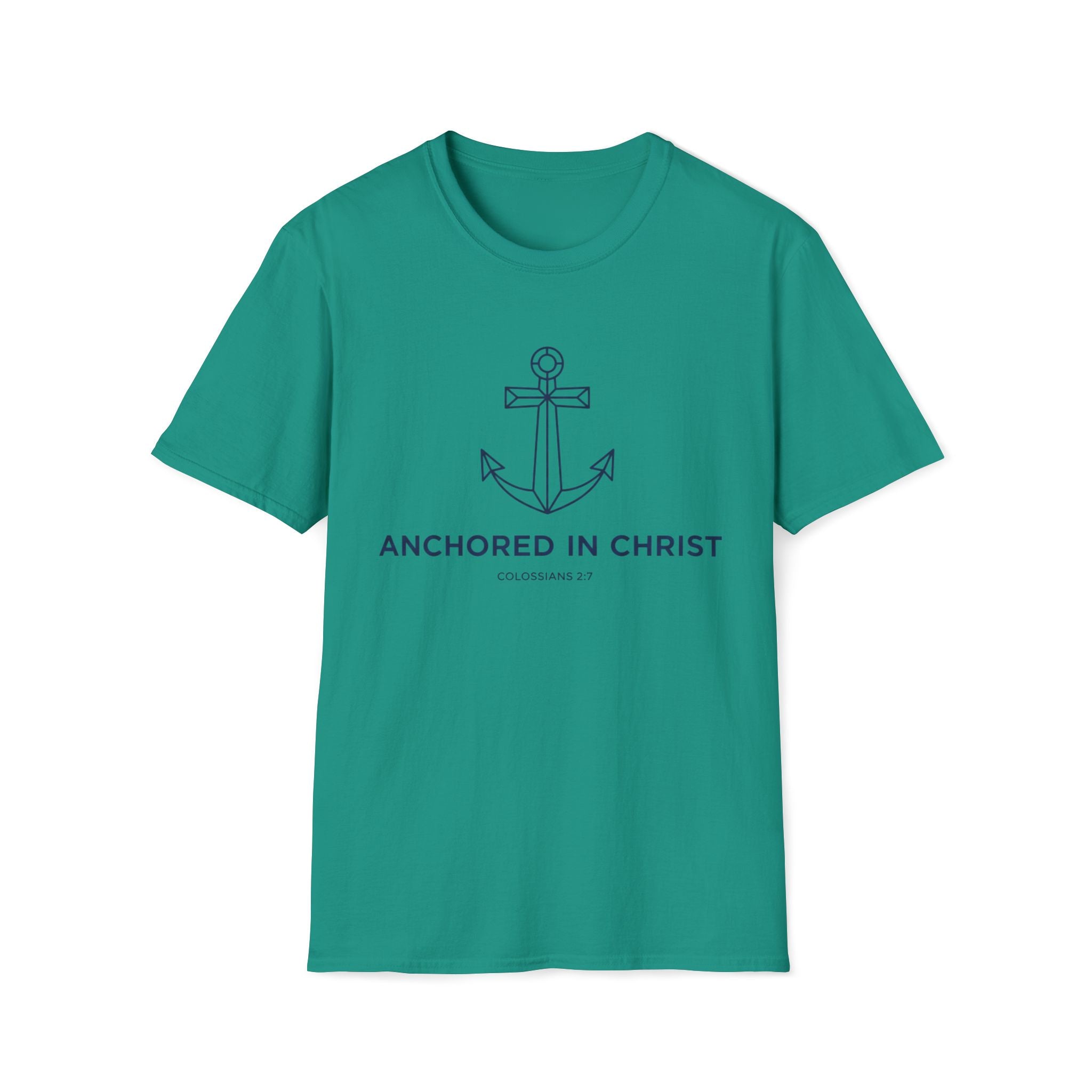 Anchored In Christ Blue Line Art T-Shirt