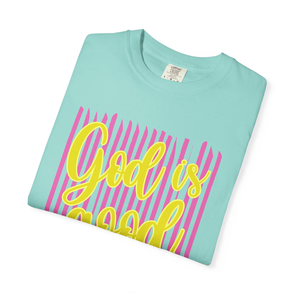 God Is Good Shirt Comfort Colors, Preppy Christian Tee, Colorful Striped Faith Shirt, Bible Verse Tee, Religious Gift for Women